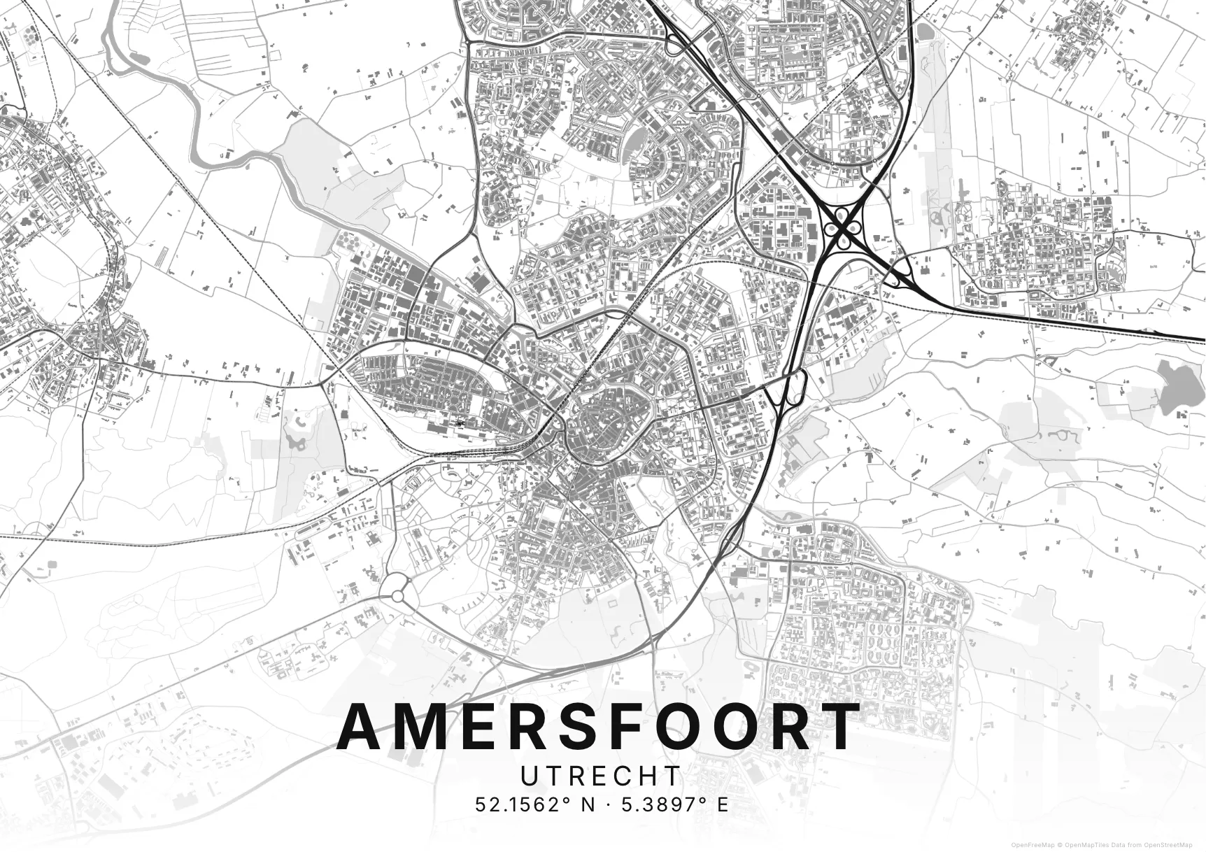 Kaartposter Amersfoort in Helder stijl