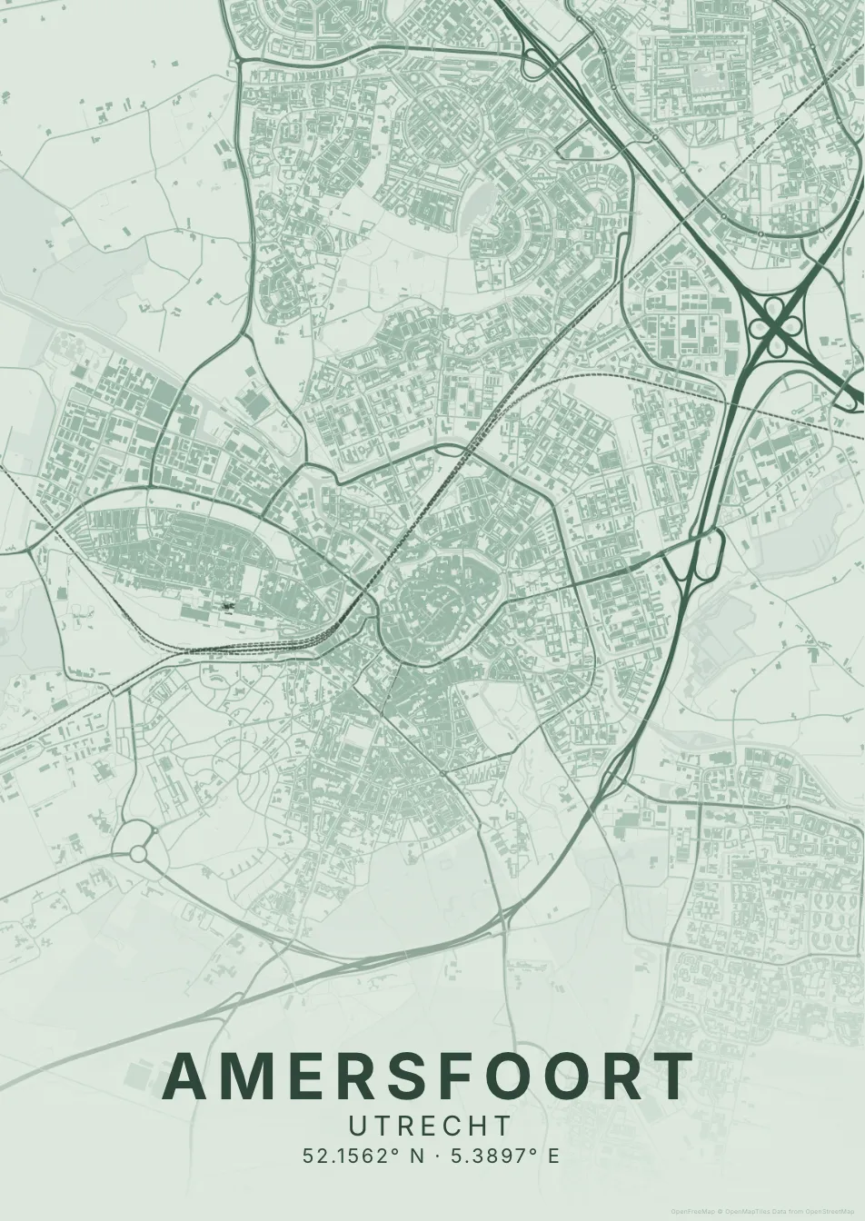 Kaartposter Amersfoort in Salie stijl