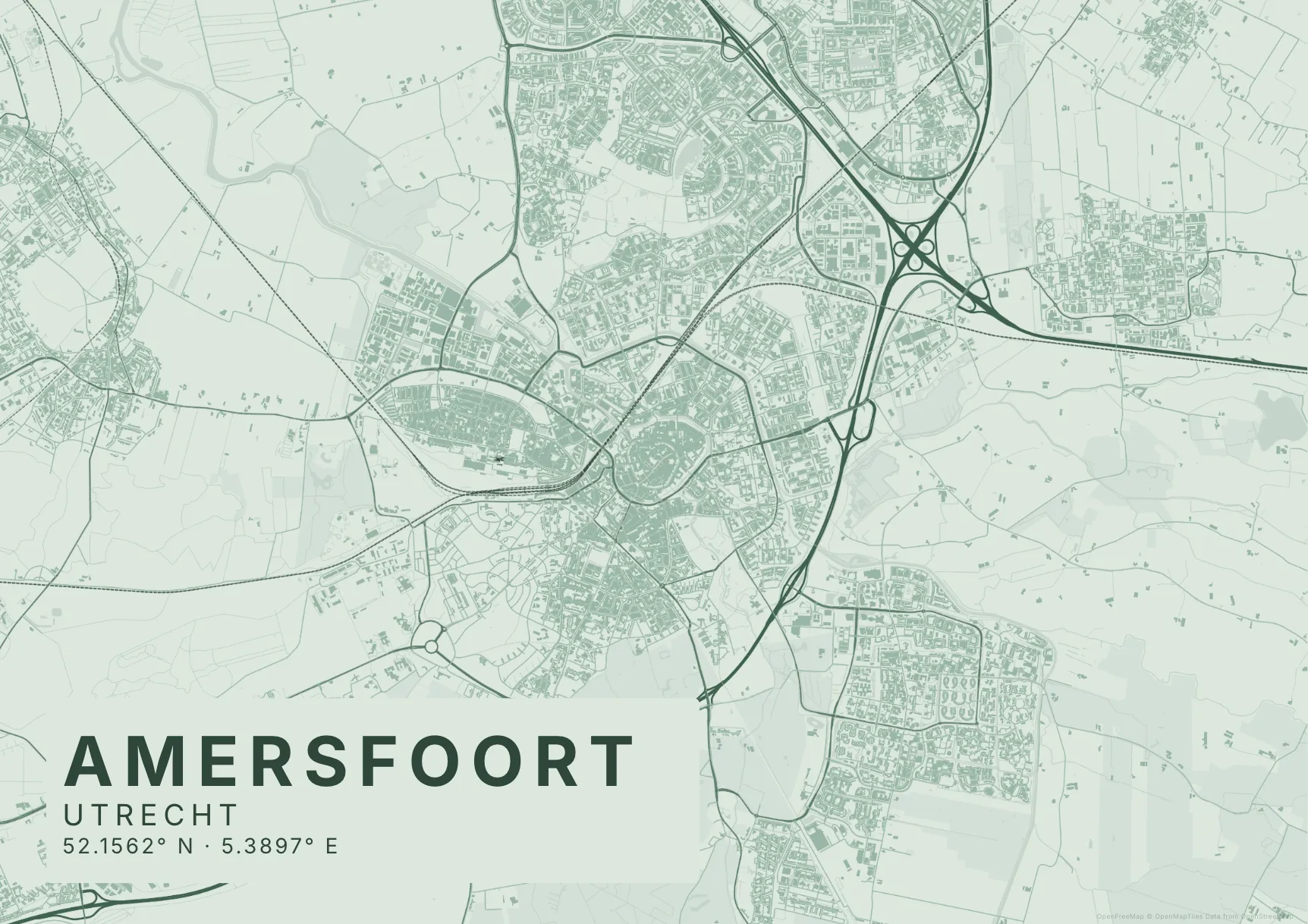 Kaartposter Amersfoort in Salie stijl