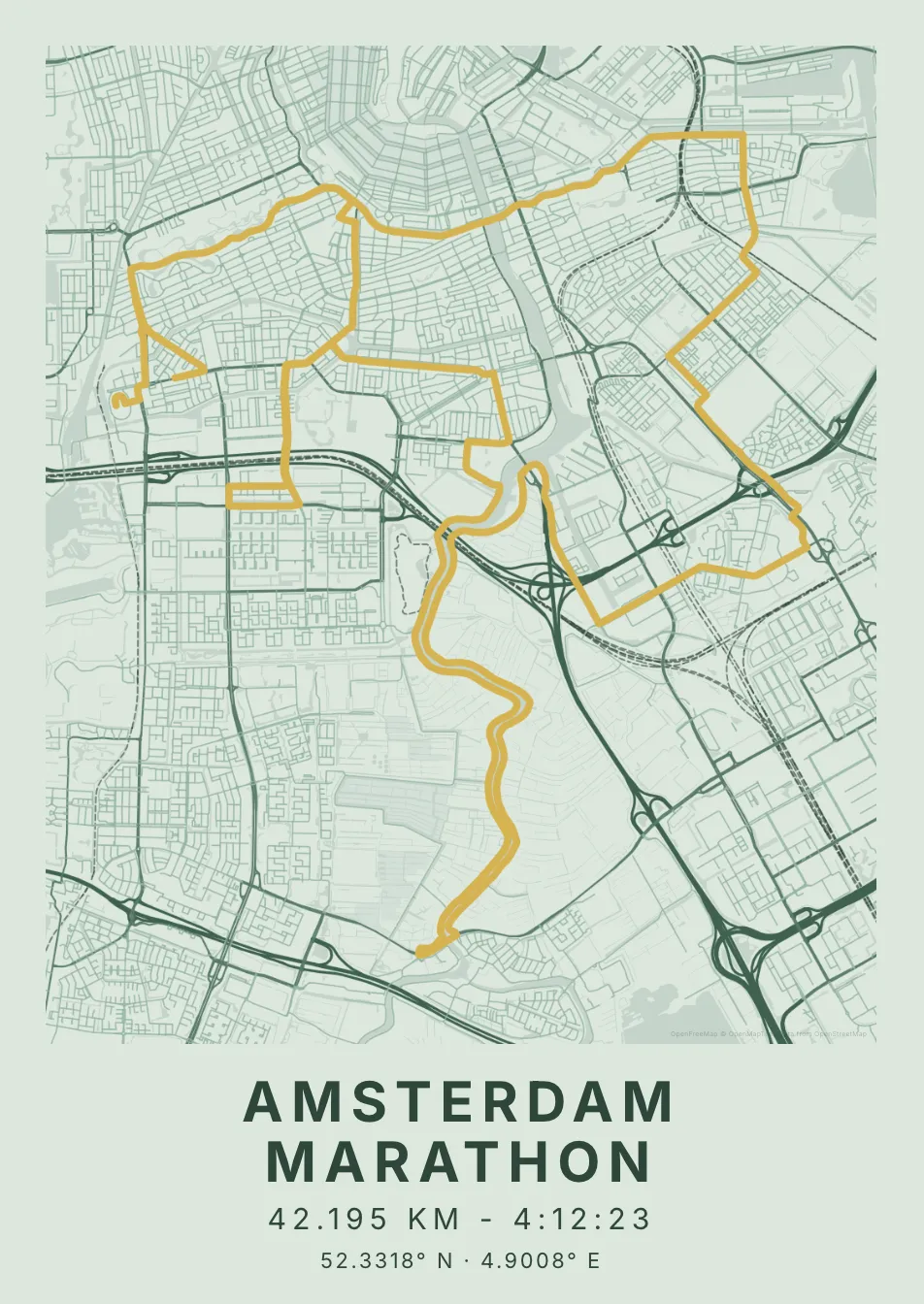 Kaartposter Amsterdam in Salie stijl