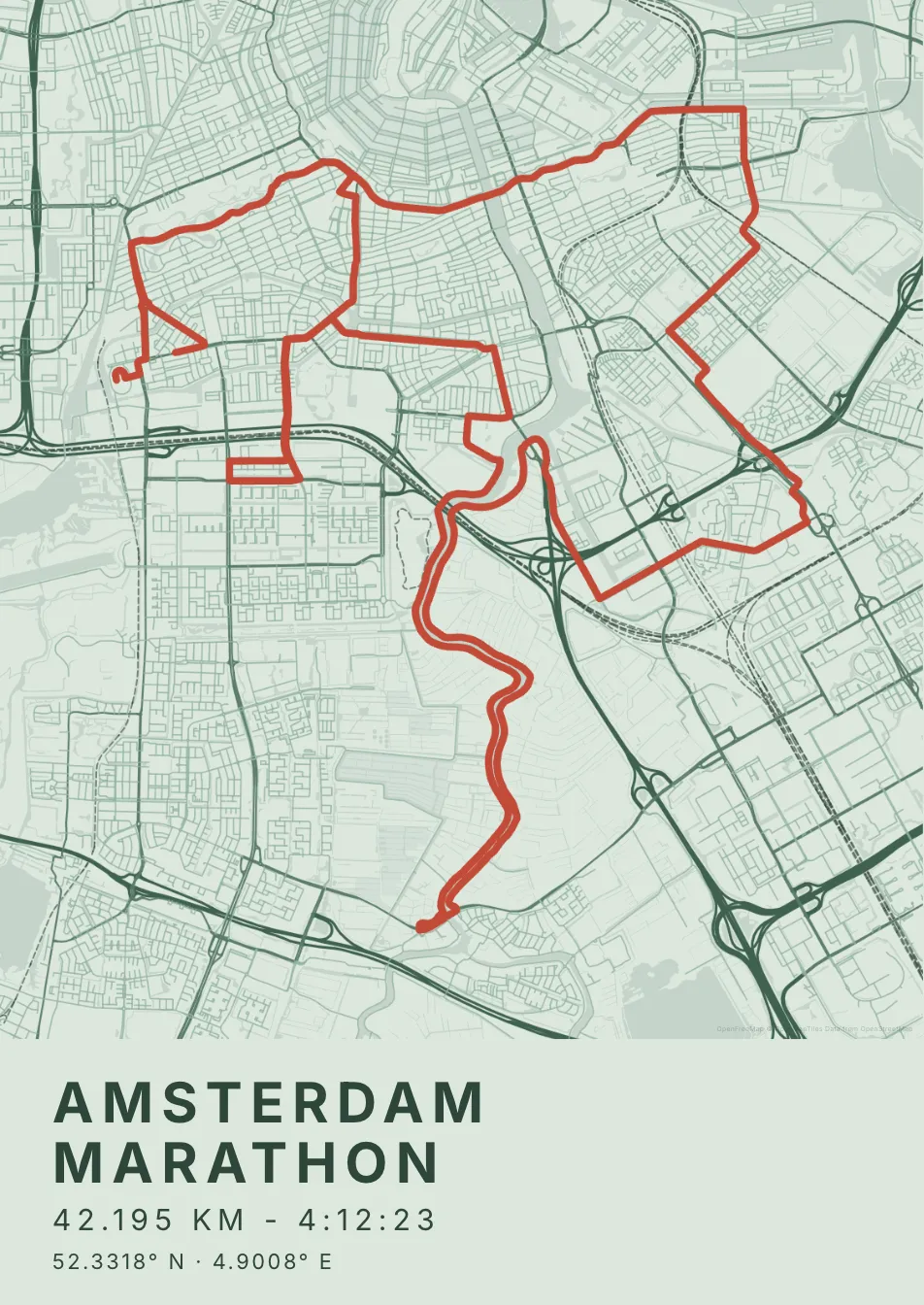 Kaartposter Amsterdam in Salie stijl