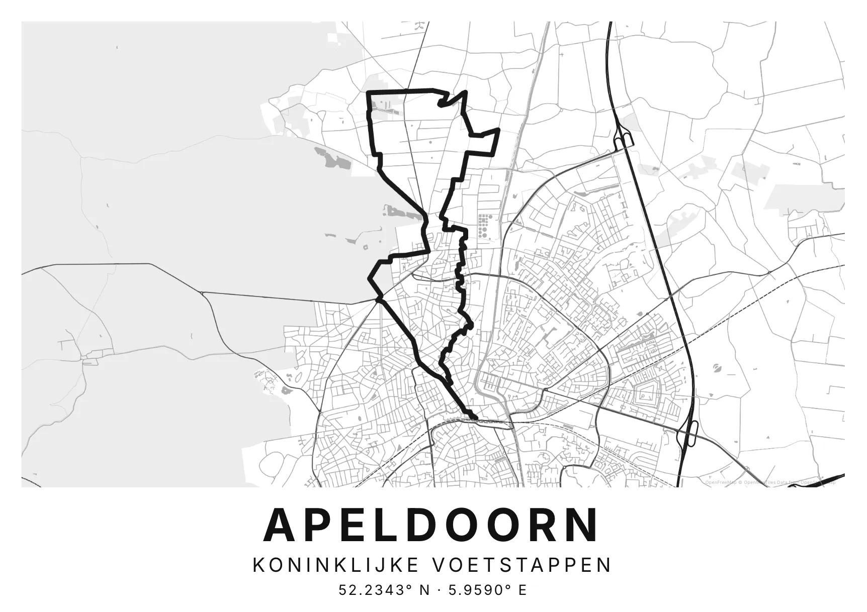 Kaartposter Apeldoorn in Helder stijl