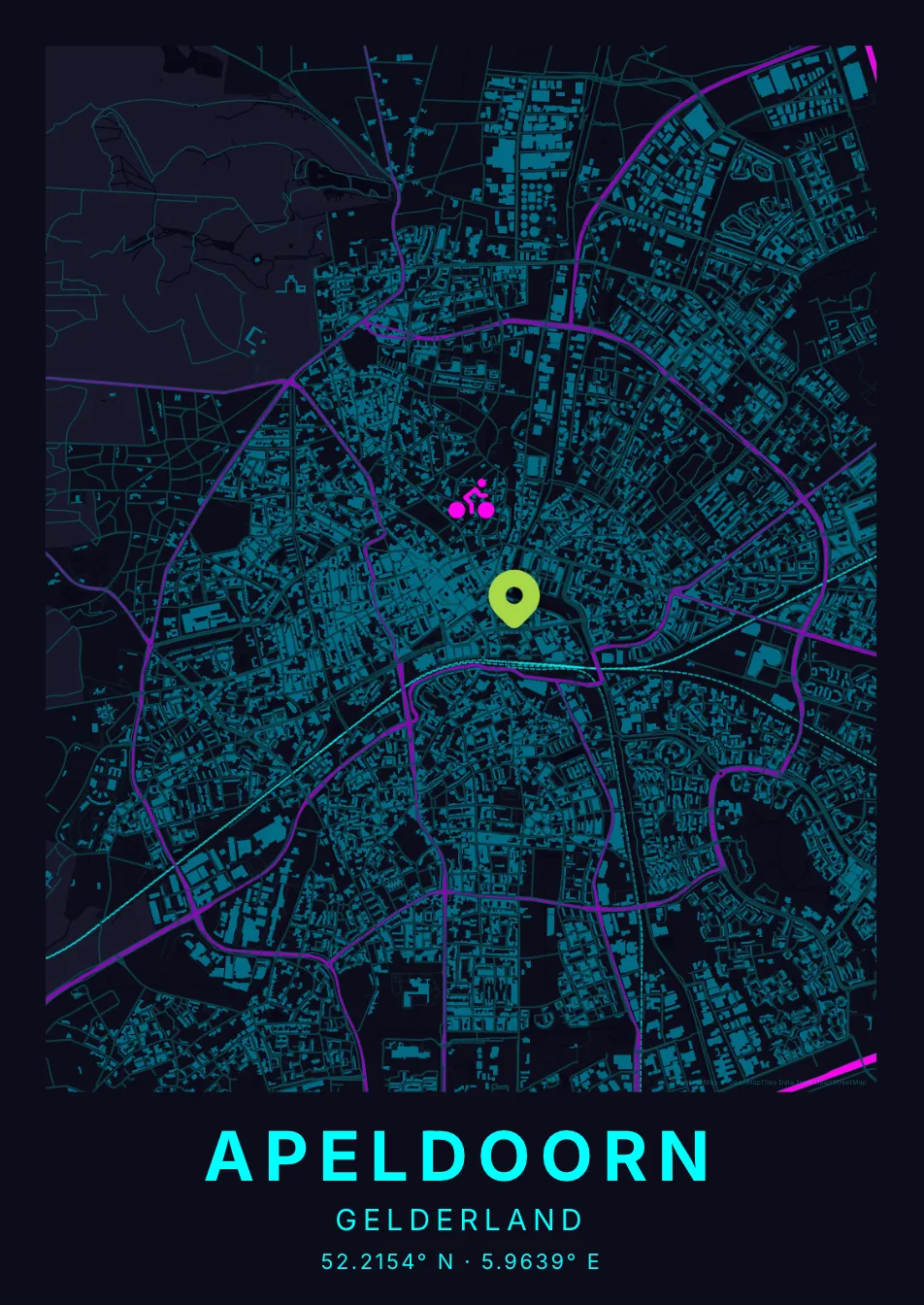 Neon staande poster stijl