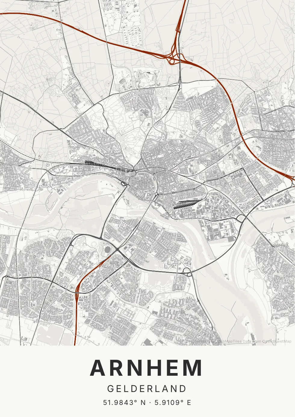 Arnhem in Inktwas stijl