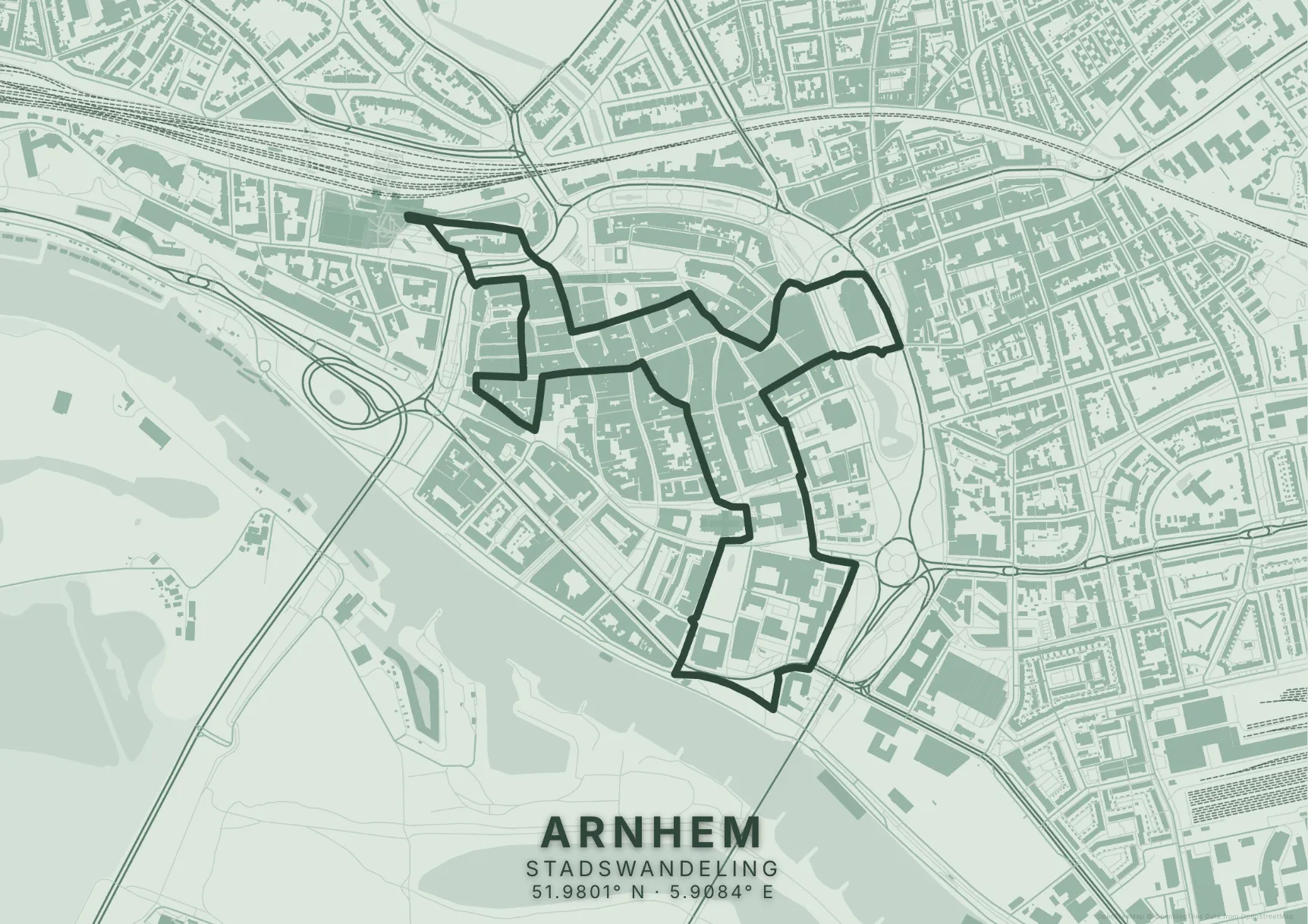 Kaartposter Arnhem in Salie stijl