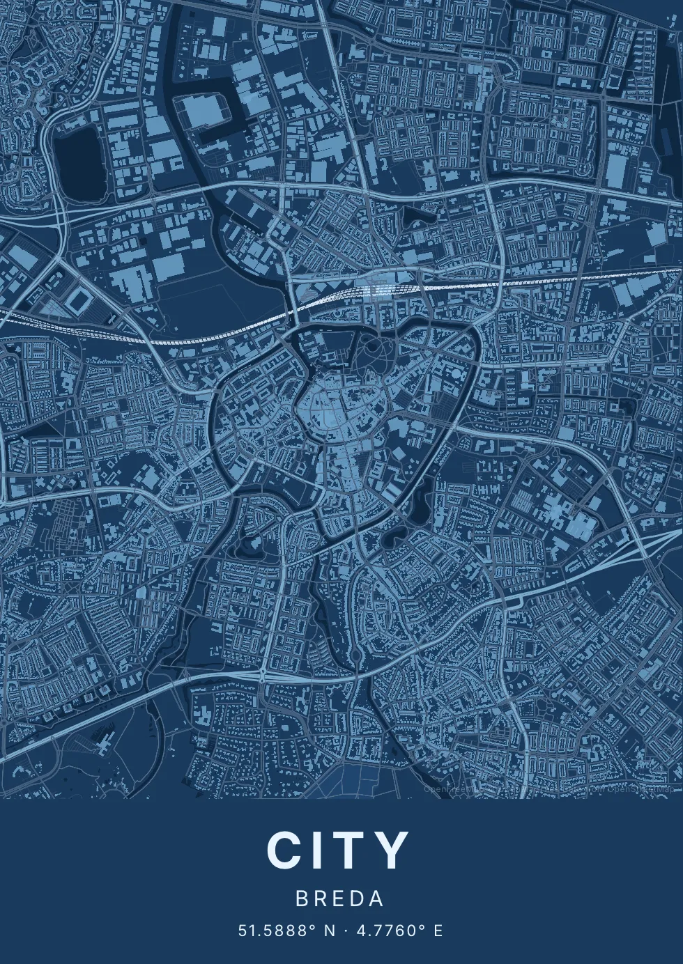 Breda in Blauwdruk stijl