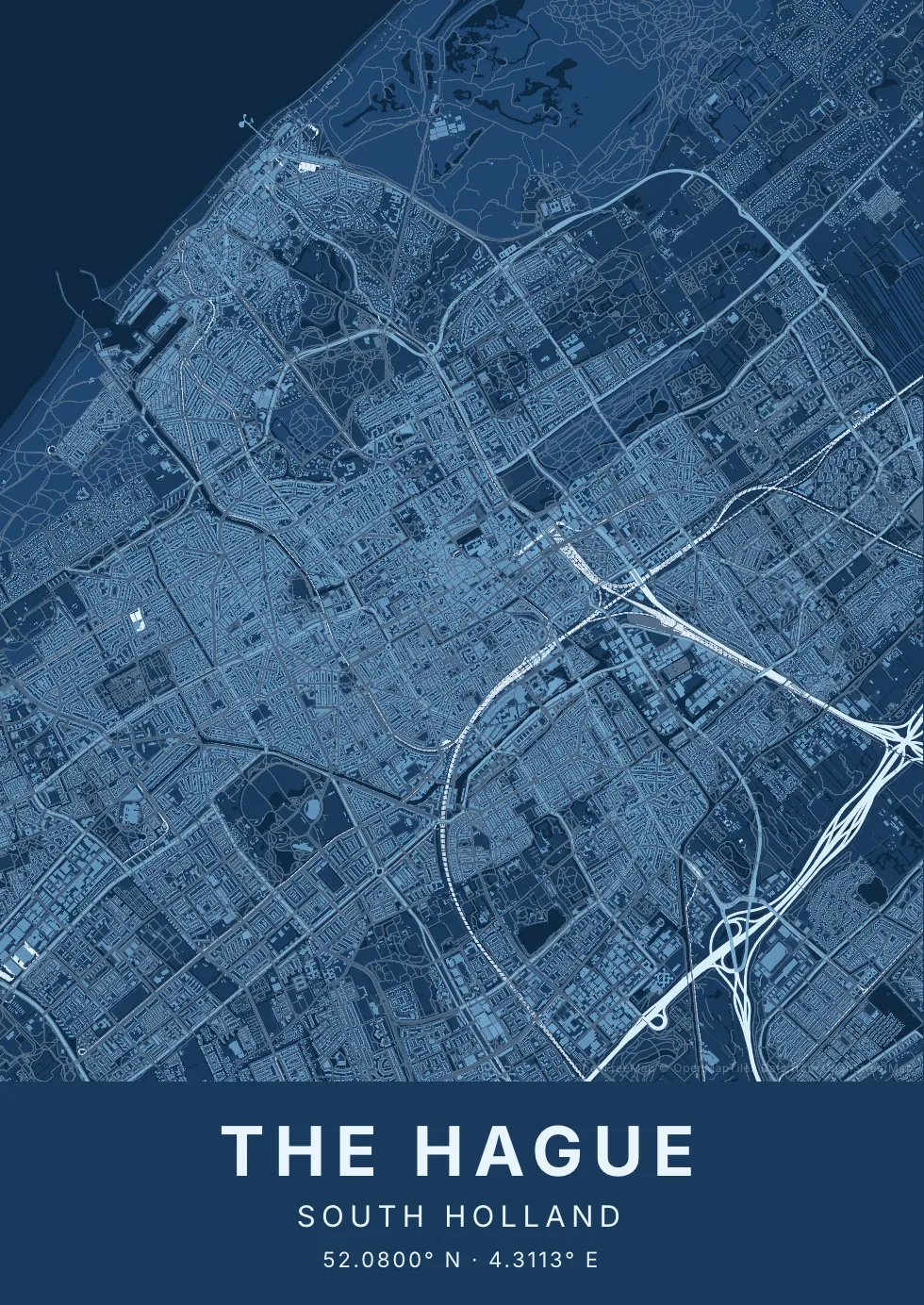 Den Haag in Blauwdruk stijl