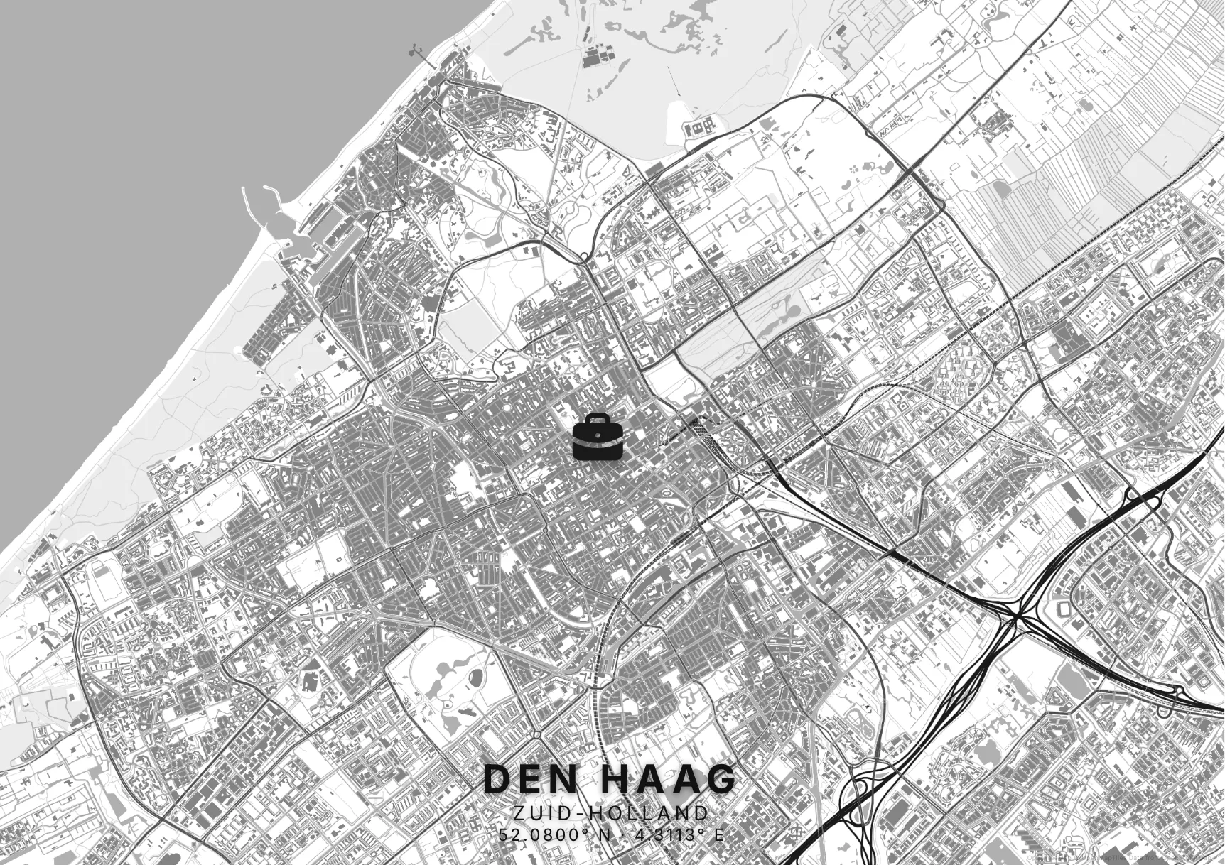 Kaartposter Den Haag in Helder stijl