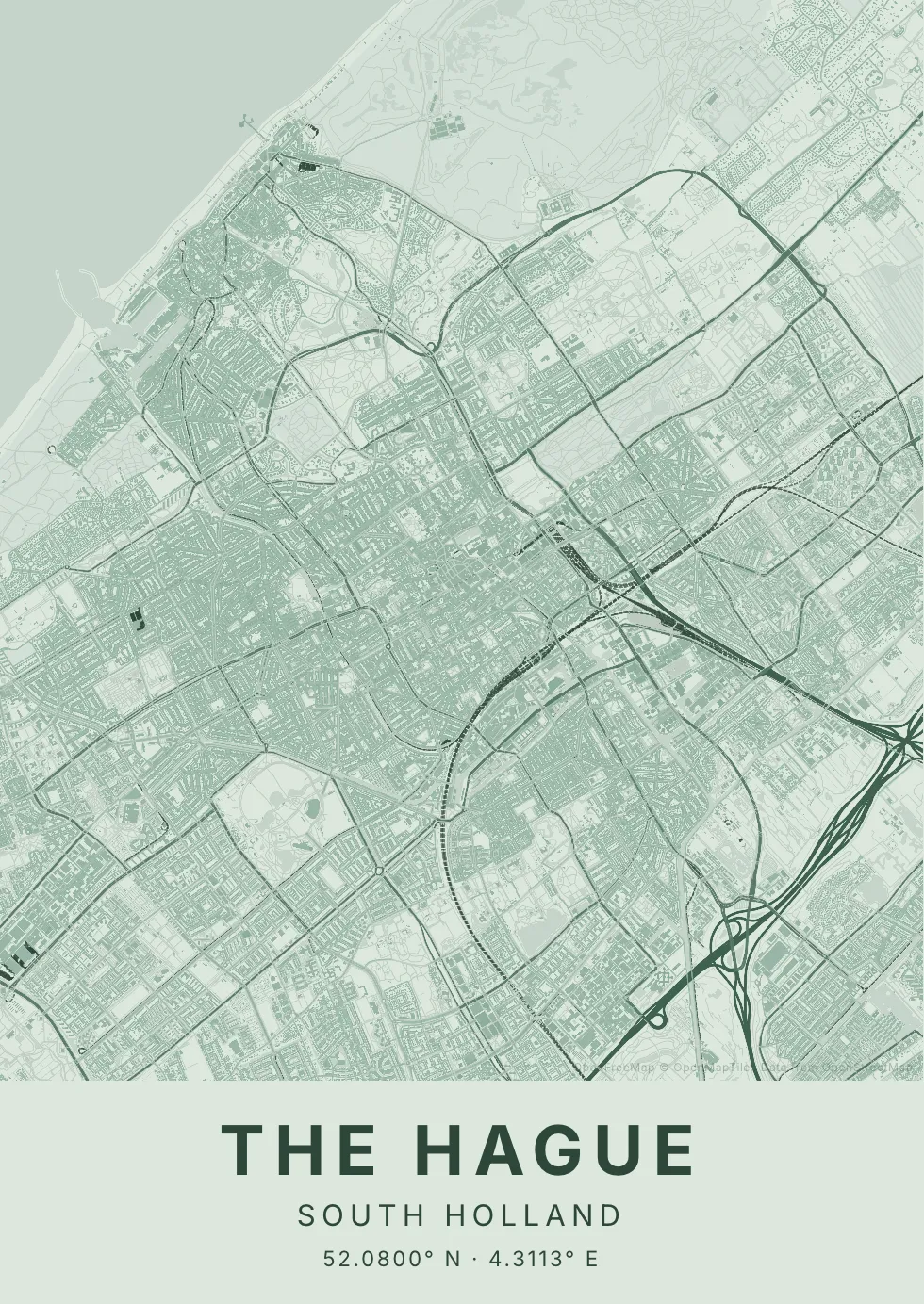 Kaartposter van Den Haag