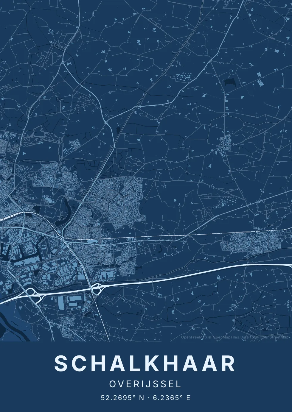 Deventer in Blauwdruk stijl