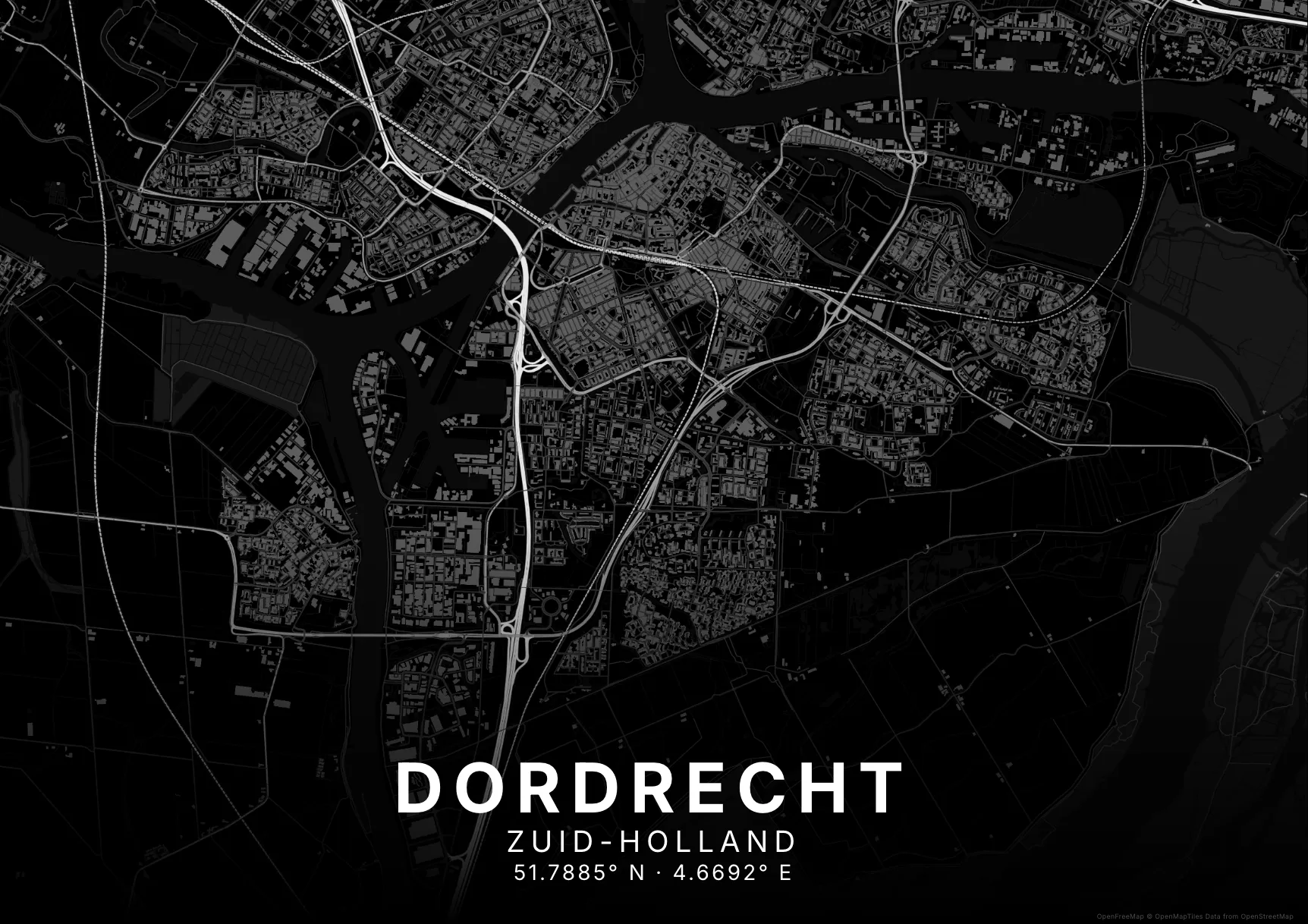 Nachtzwart liggende poster stijl