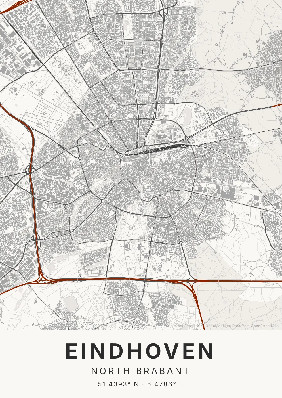 Eindhoven in Inktwas stijl