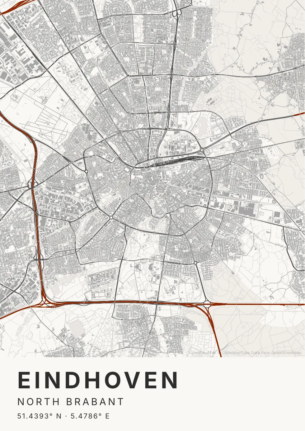 Kaartposter van Eindhoven