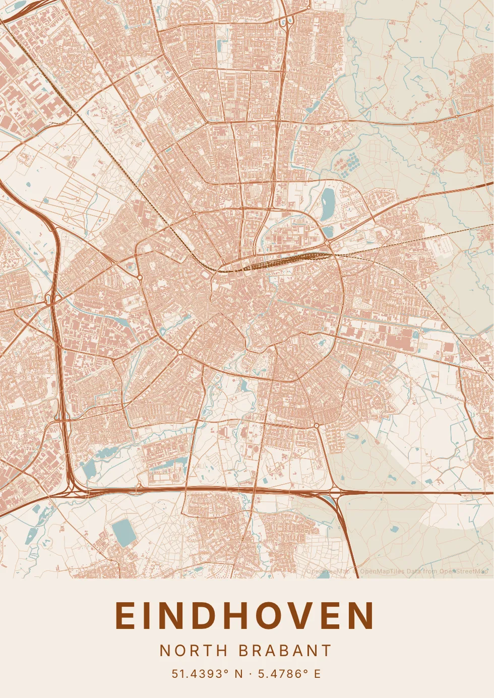 Kaartposter van Eindhoven