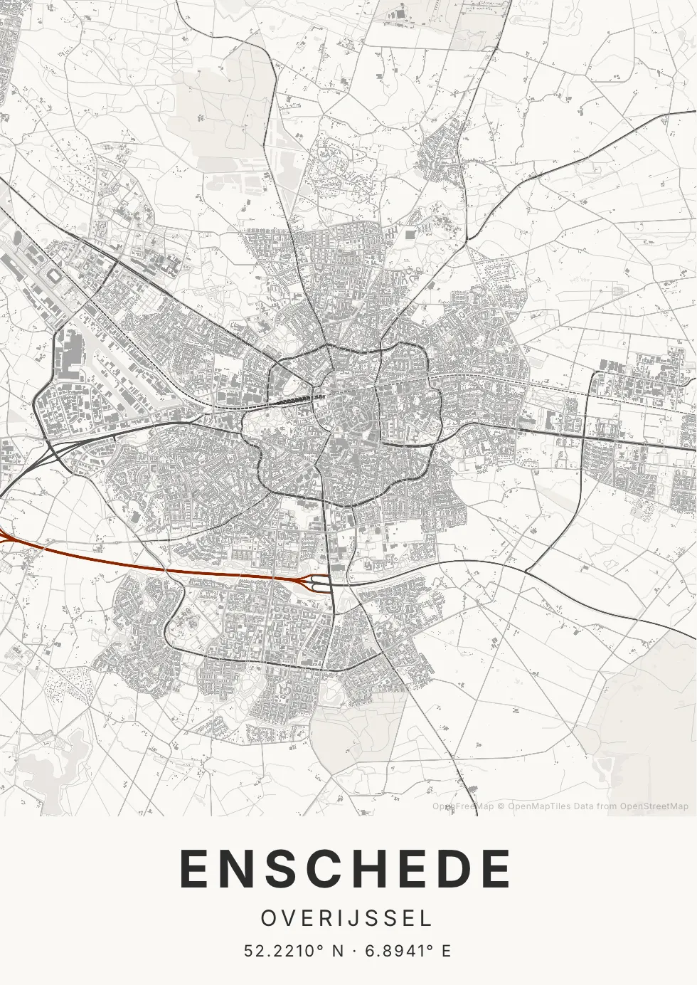 Enschede in Inktwas stijl