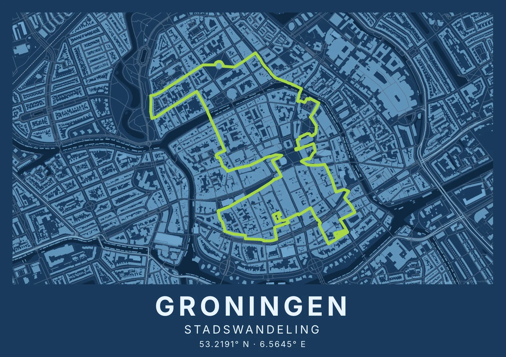 Blauwdruk liggende poster stijl