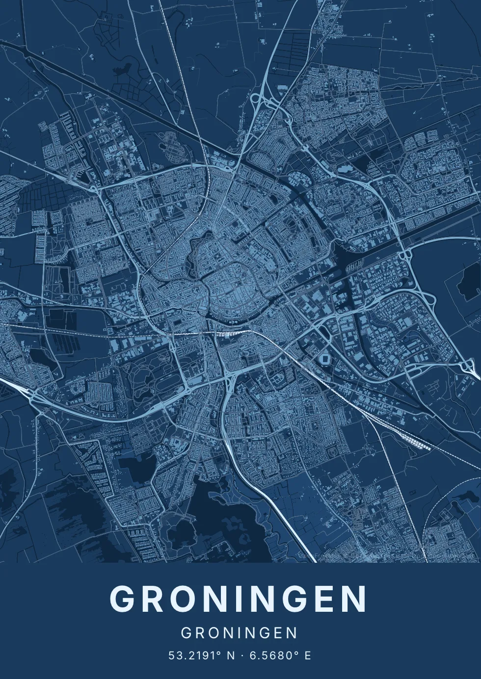 Groningen in Blauwdruk stijl