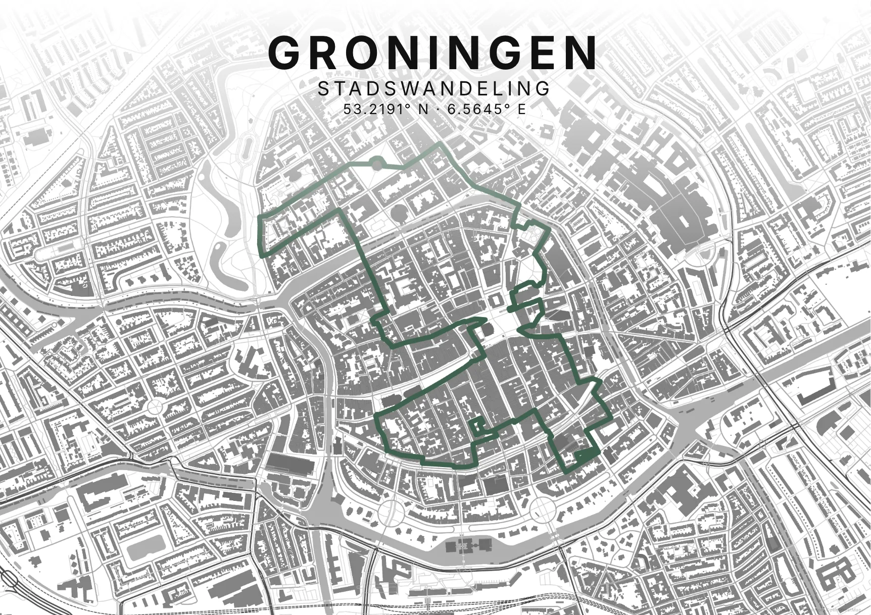 Kaartposter Groningen in Helder stijl