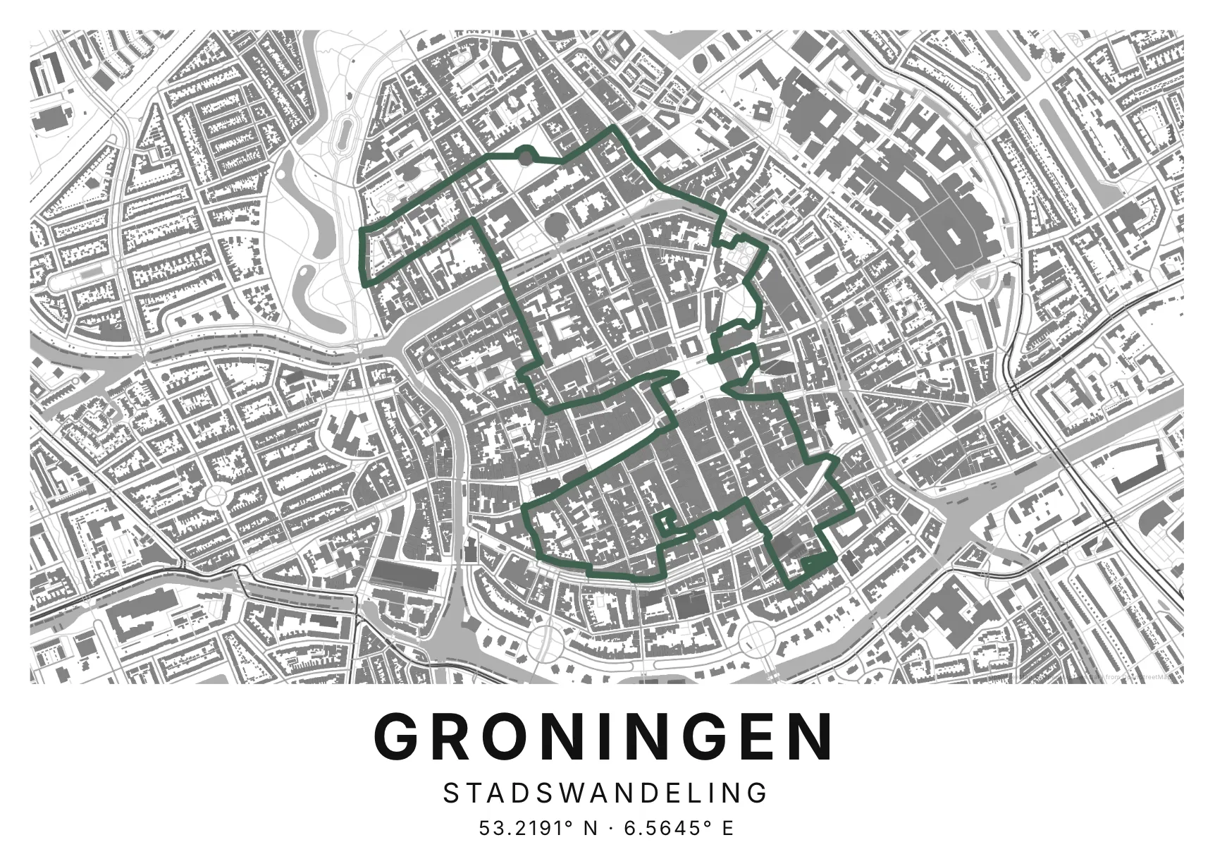 Kaartposter Groningen in Helder stijl