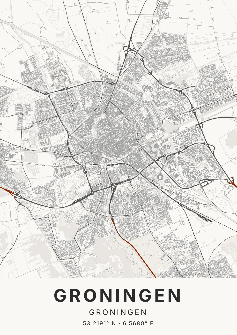 Groningen in Inktwas stijl