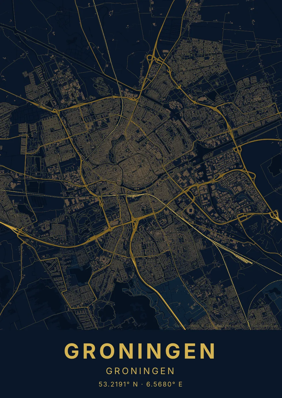 Kaartposter van Groningen