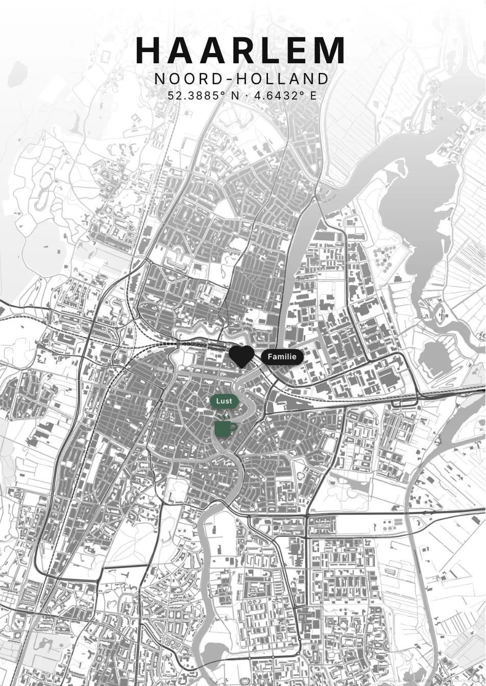 Kaartposter Haarlem in Helder stijl
