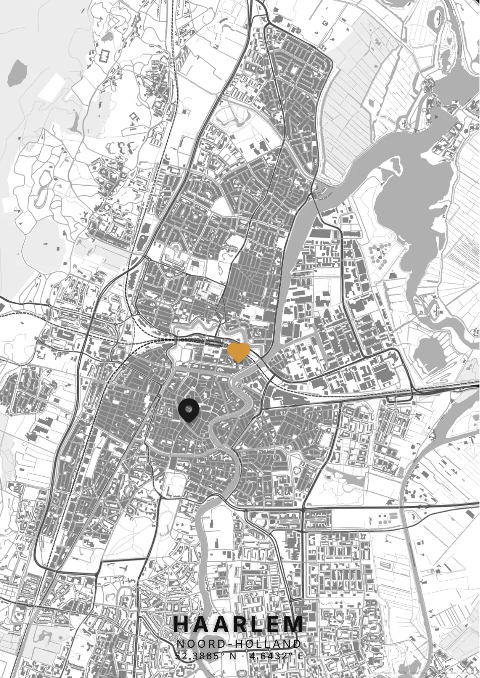 Kaartposter Haarlem in Helder stijl