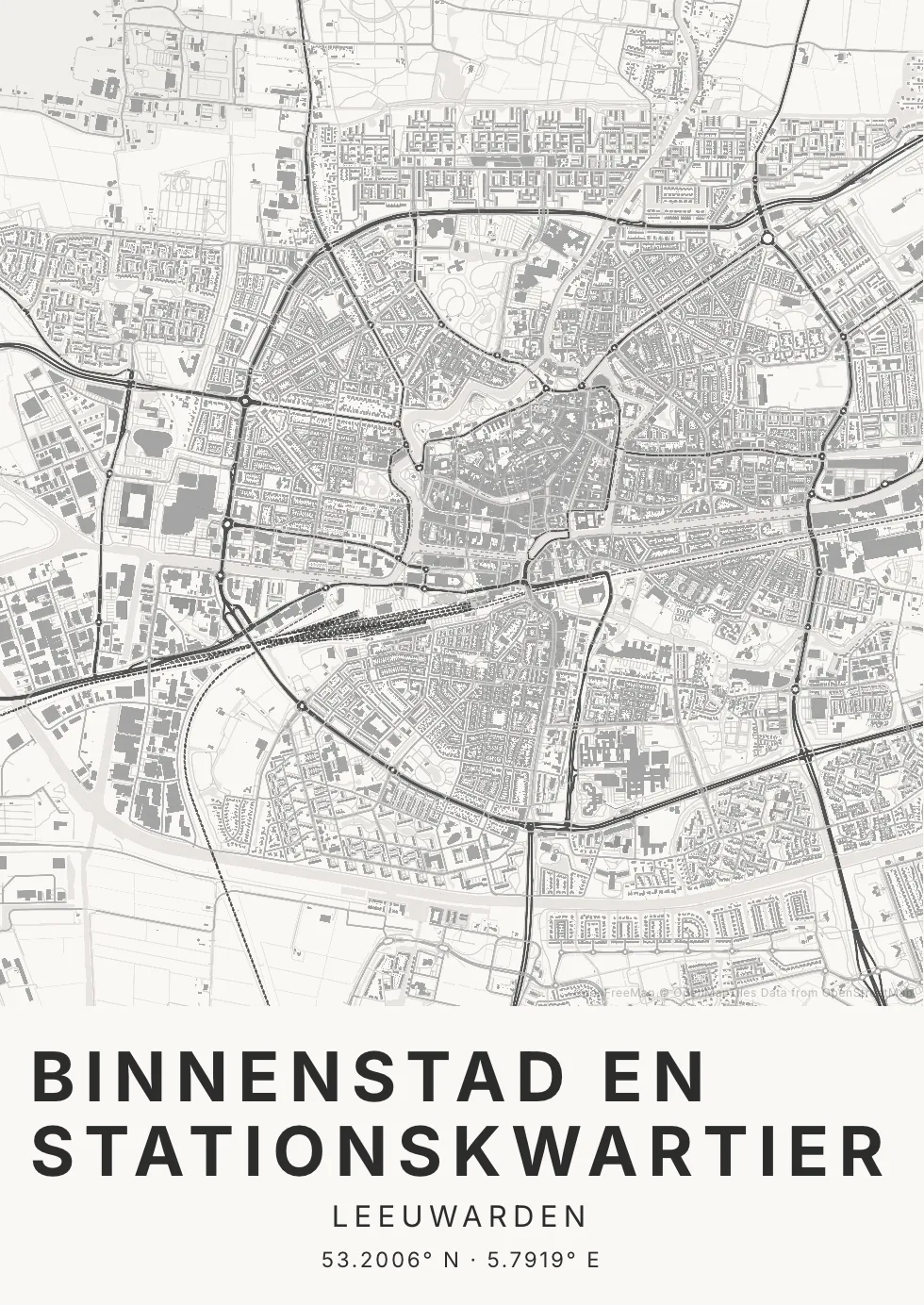 Leeuwarden in Inktwas stijl