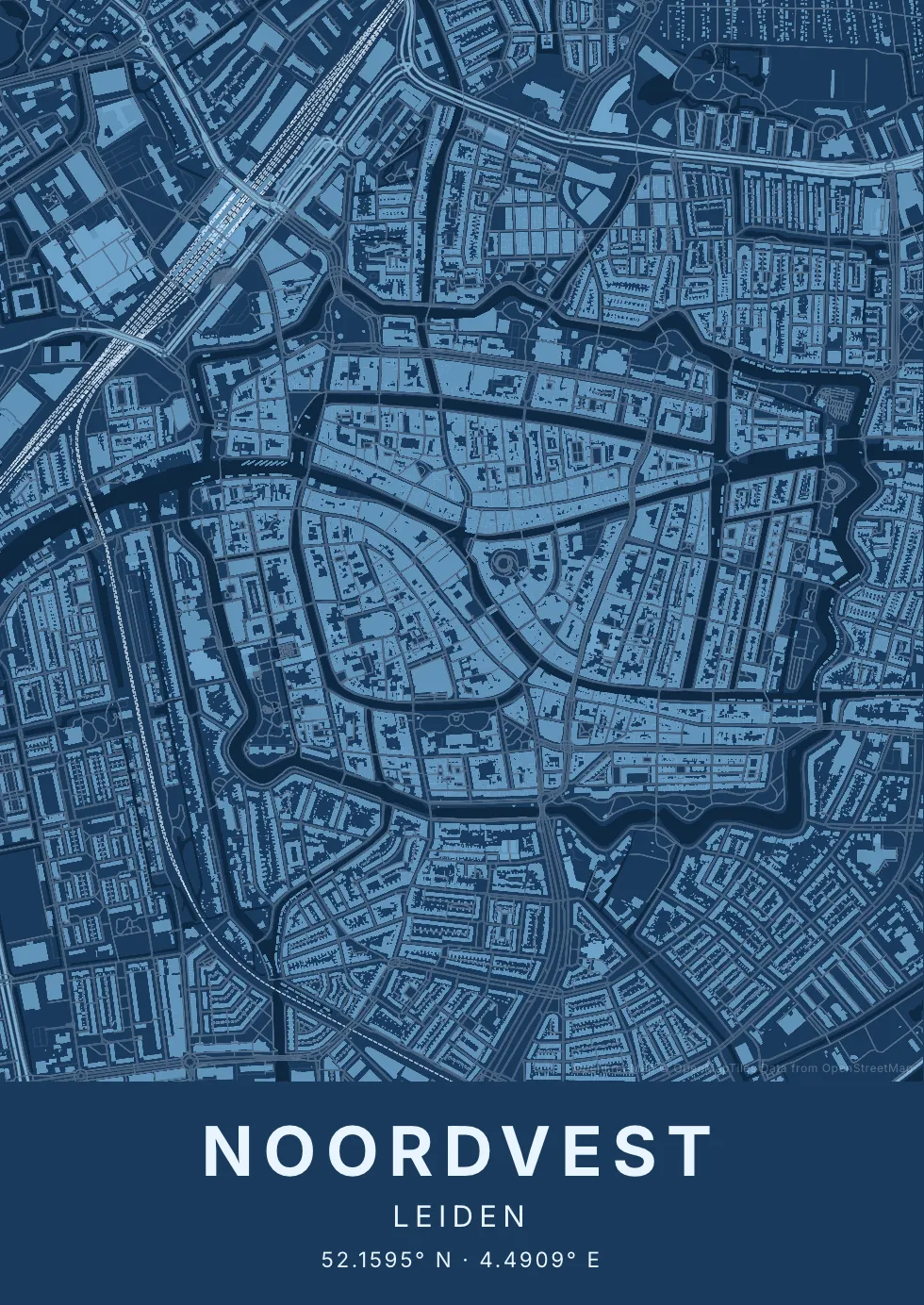 Kaartposter van Leiden