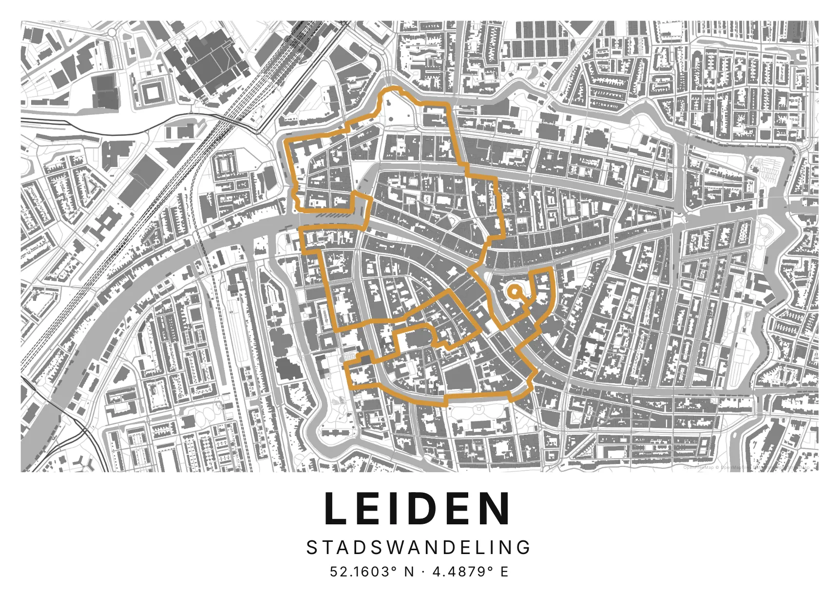 Kaartposter Leiden in Helder stijl