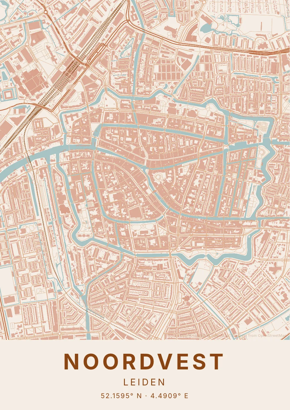 Kaartposter van Leiden