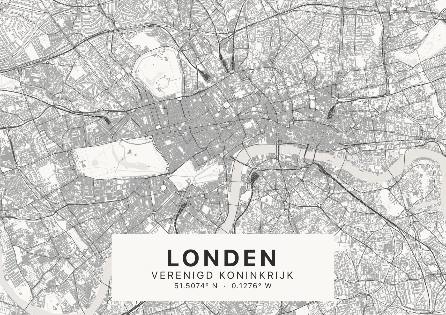 Kaartposter Londen in Inktwas stijl
