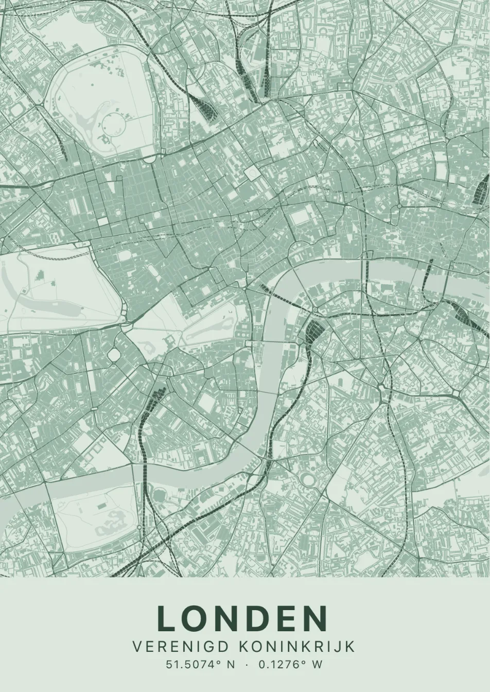 Kaartposter Londen in Salie stijl