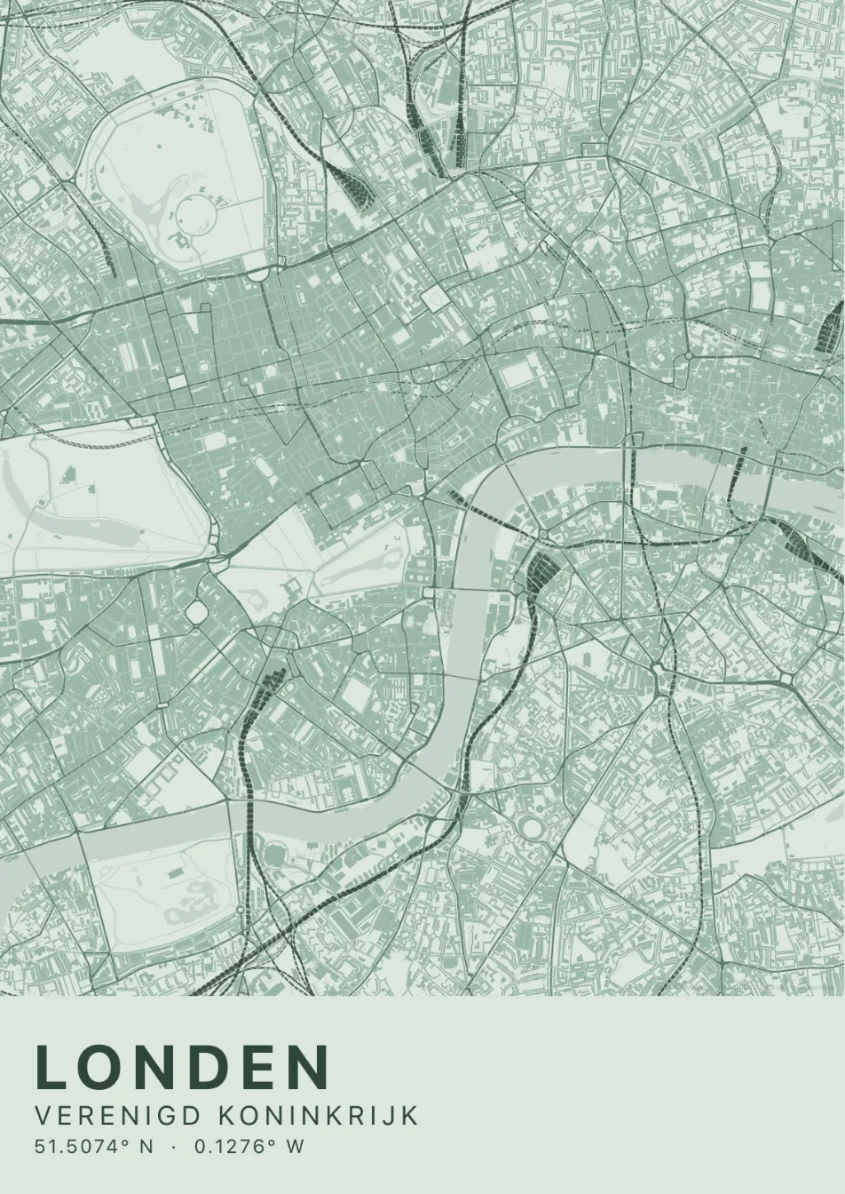 Kaartposter Londen in Salie stijl