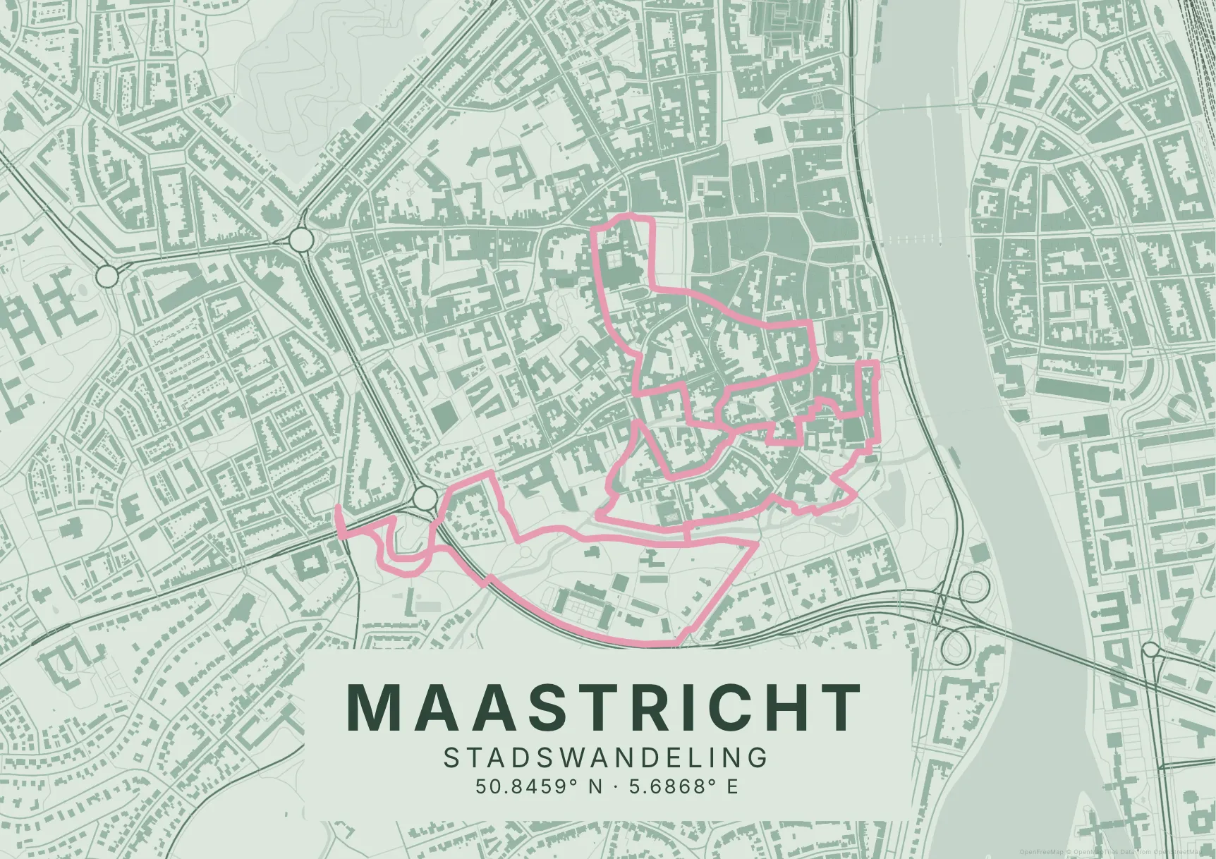 Kaartposter Maastricht in Salie stijl