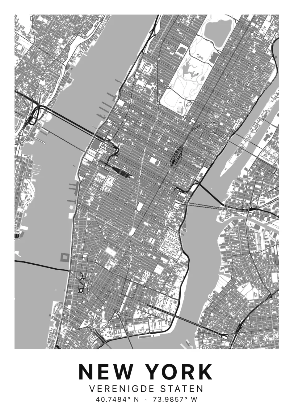 Kaartposter New York in Helder stijl