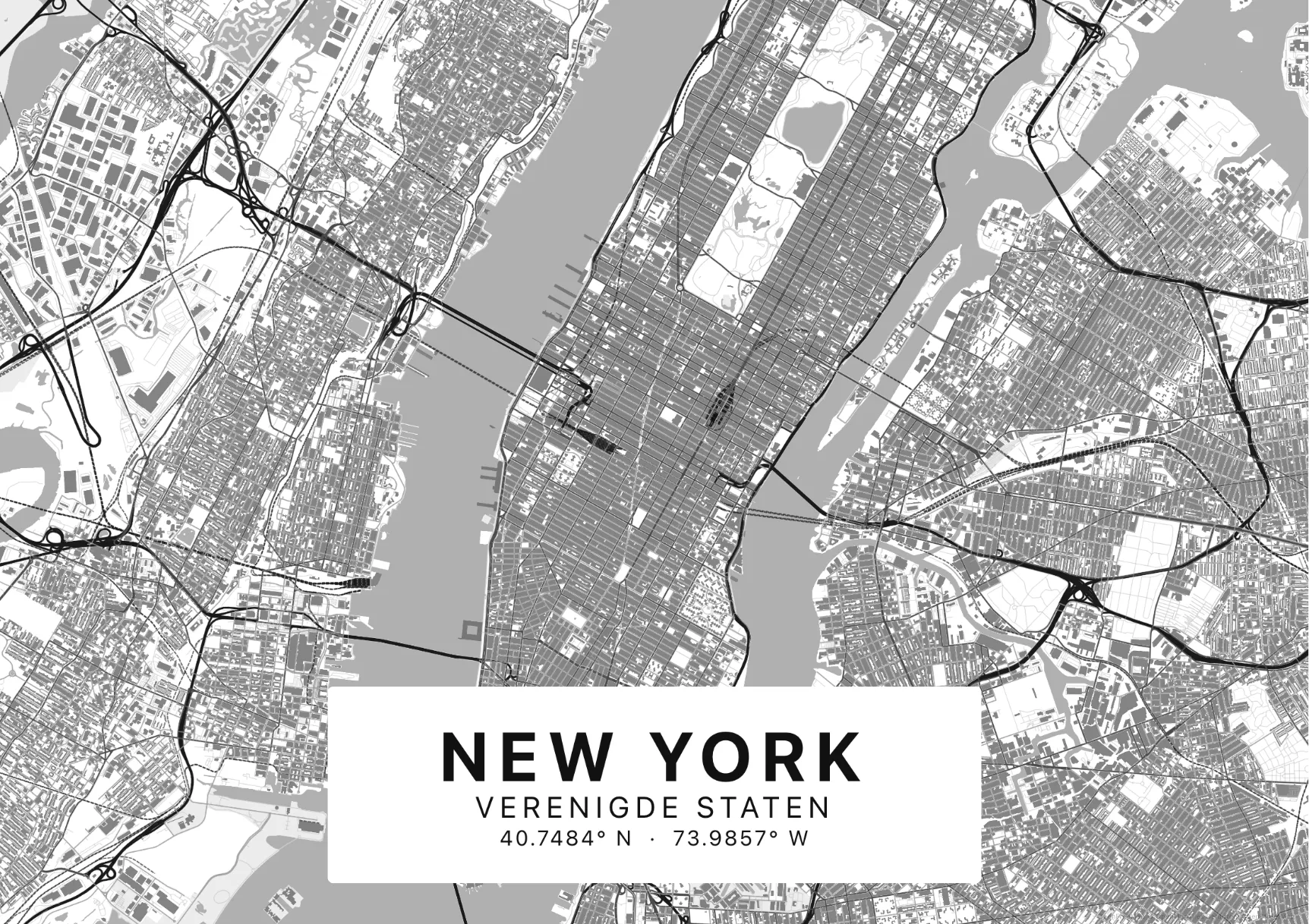 Kaartposter New York in Helder stijl