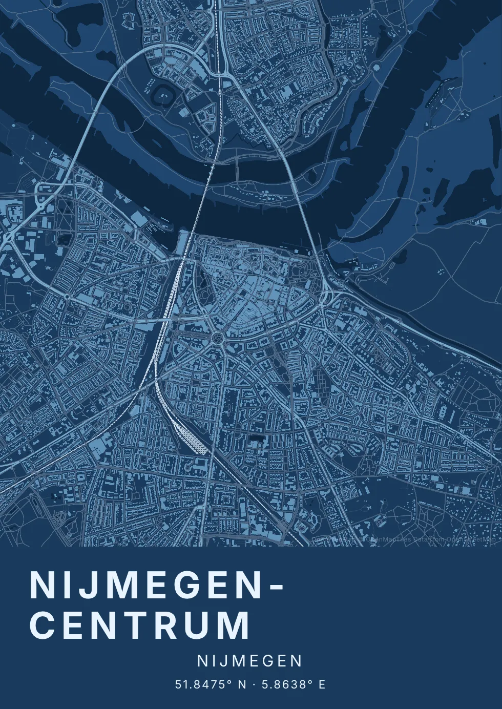 Nijmegen in Blauwdruk stijl