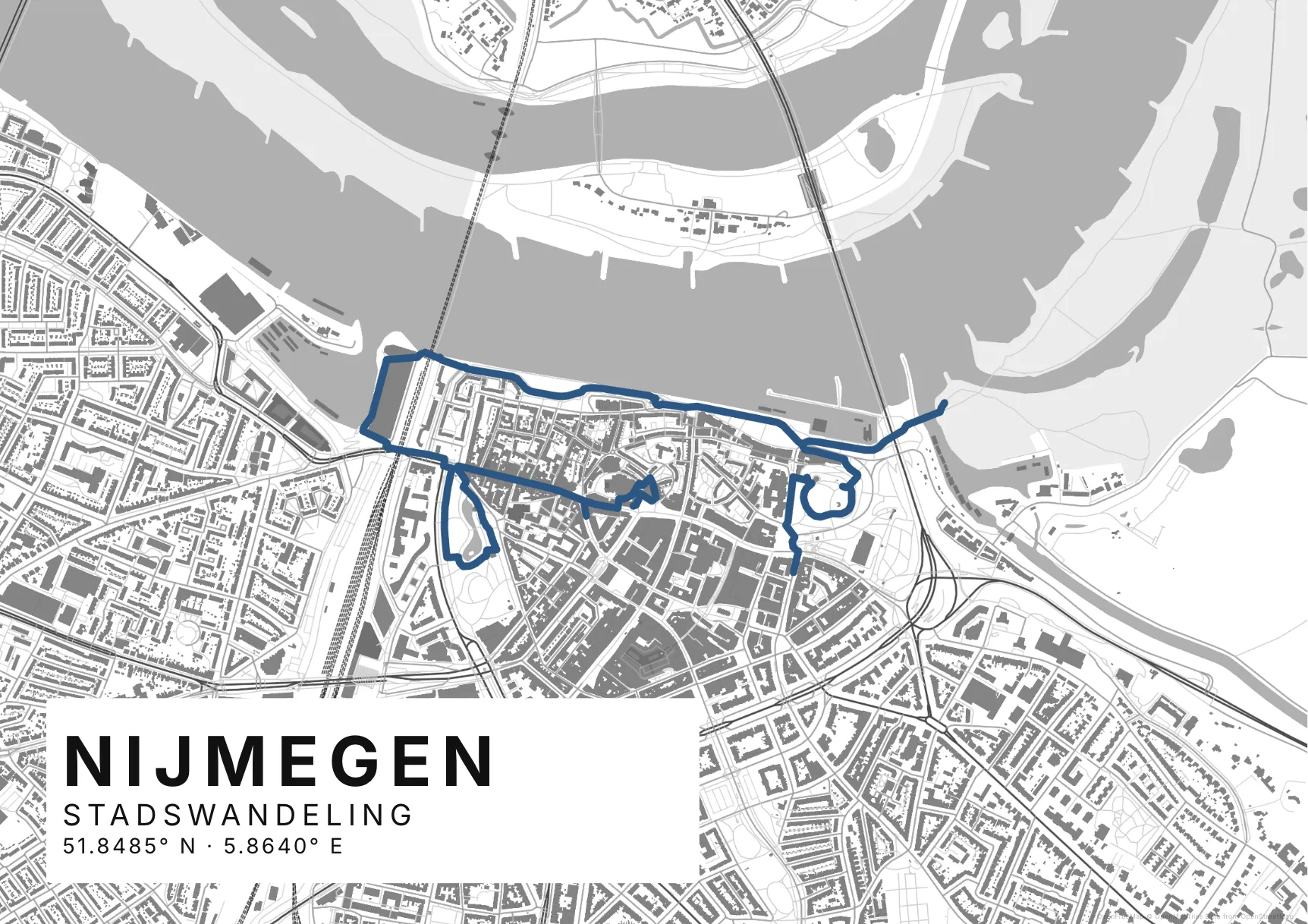 Kaartposter Nijmegen in Helder stijl