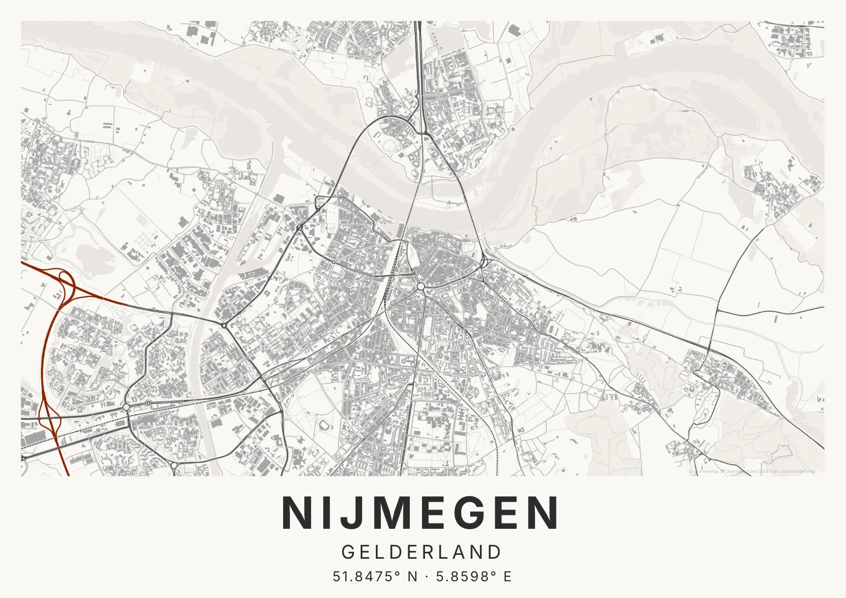 Inktwas liggende poster stijl