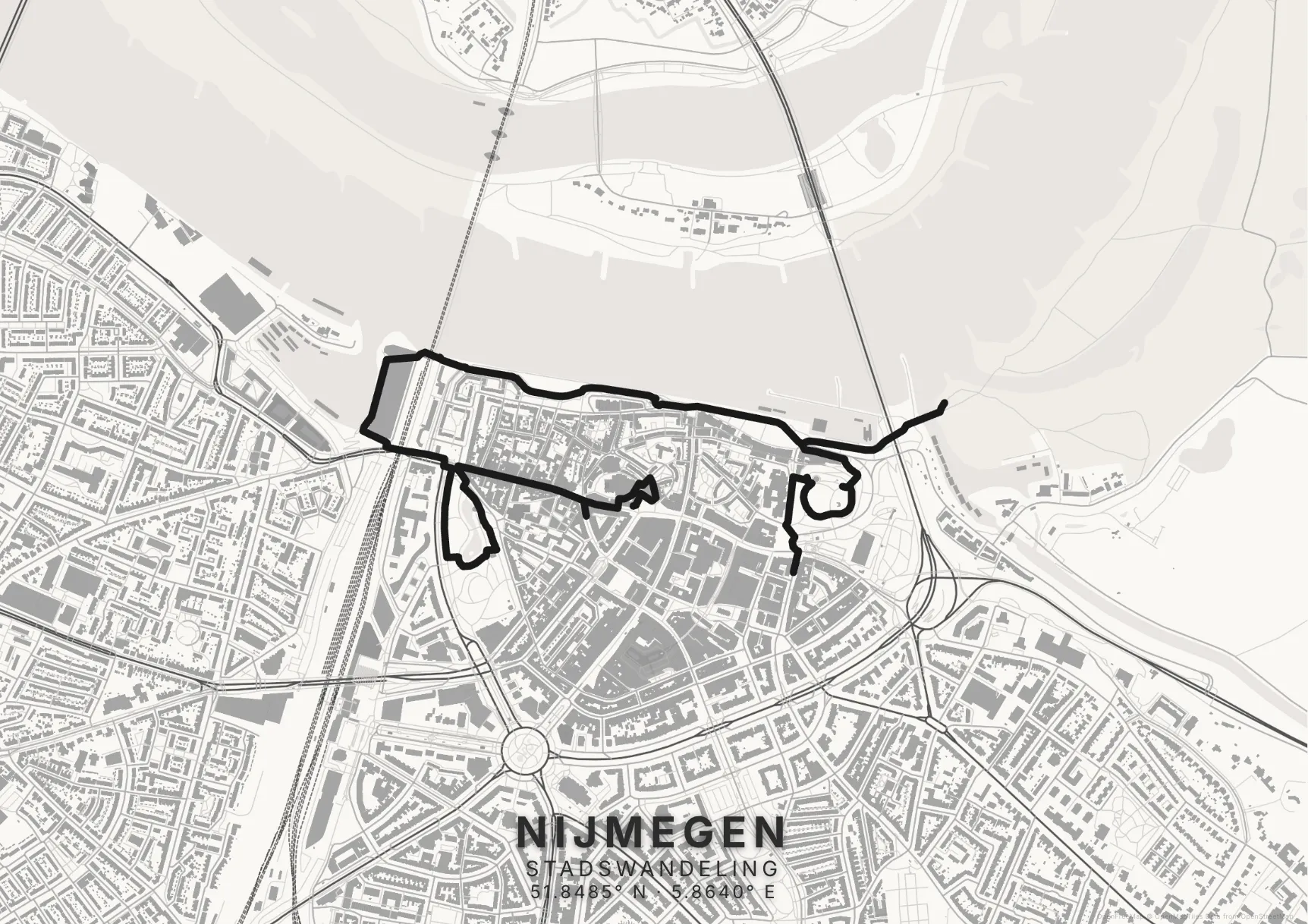 Kaartposter Nijmegen in Inktwas stijl