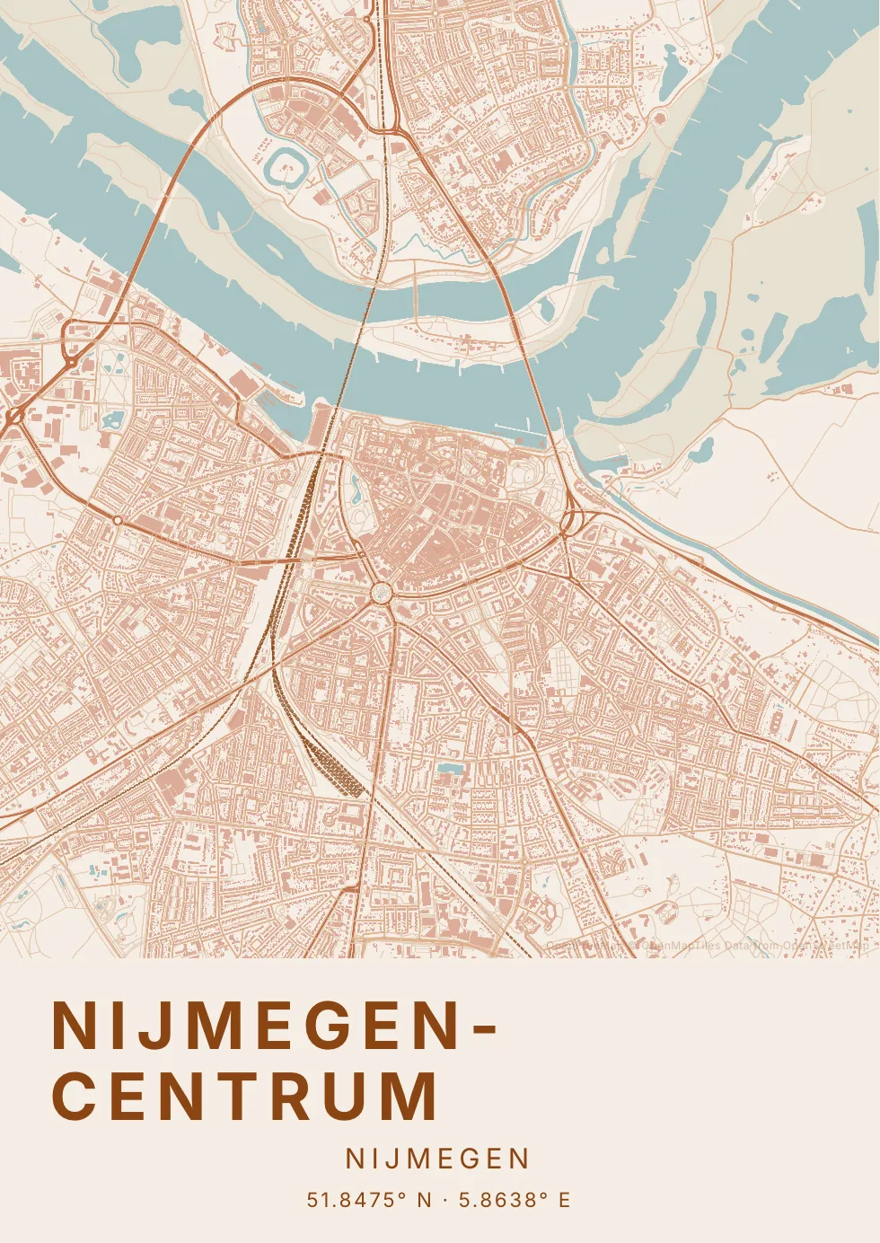 Kaartposter van Nijmegen