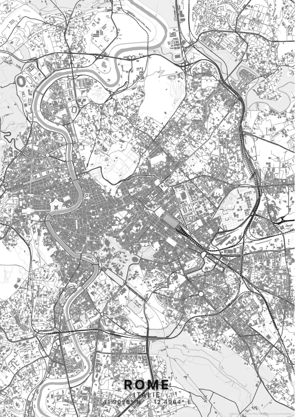 Kaartposter Rome in Helder stijl