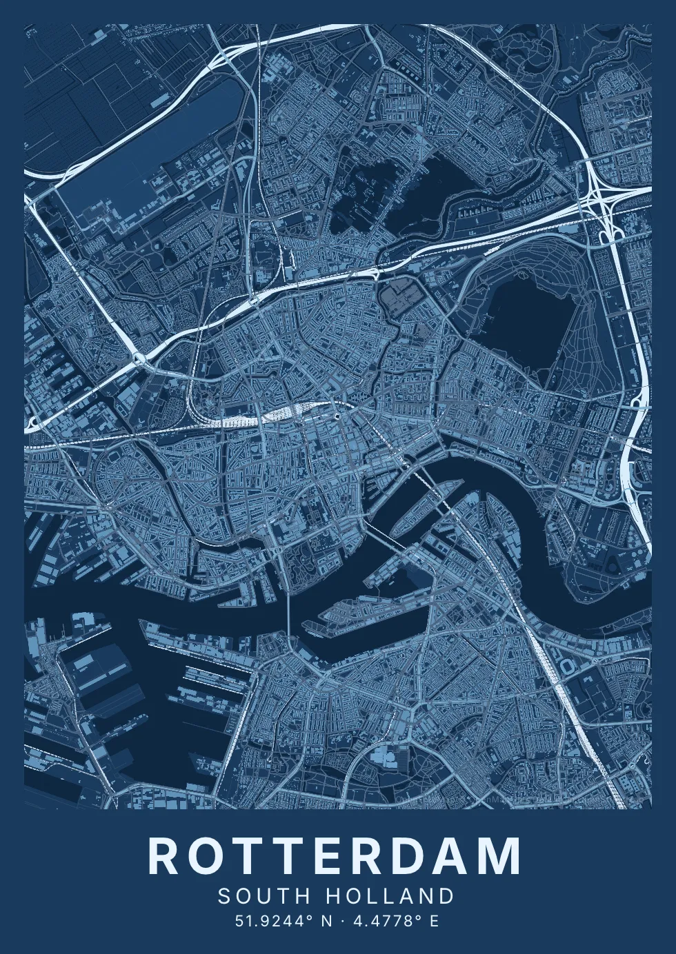 Kaartposter van Rotterdam