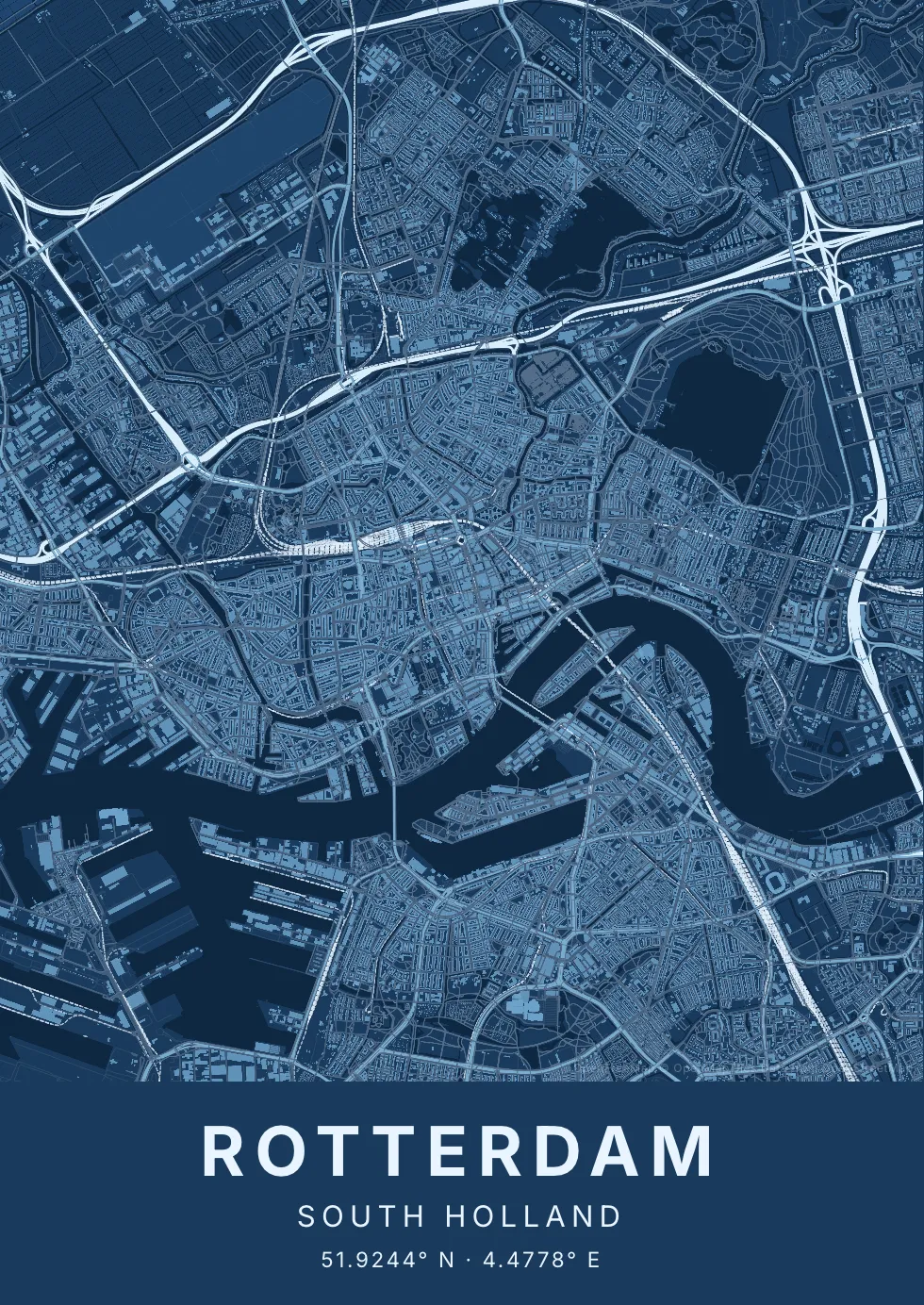 Rotterdam in Blauwdruk stijl