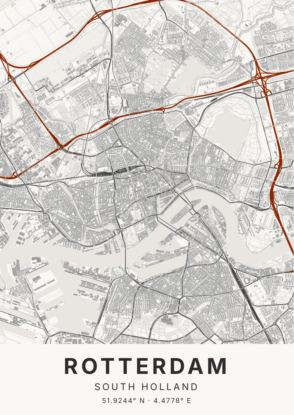 Rotterdam in Inktwas stijl