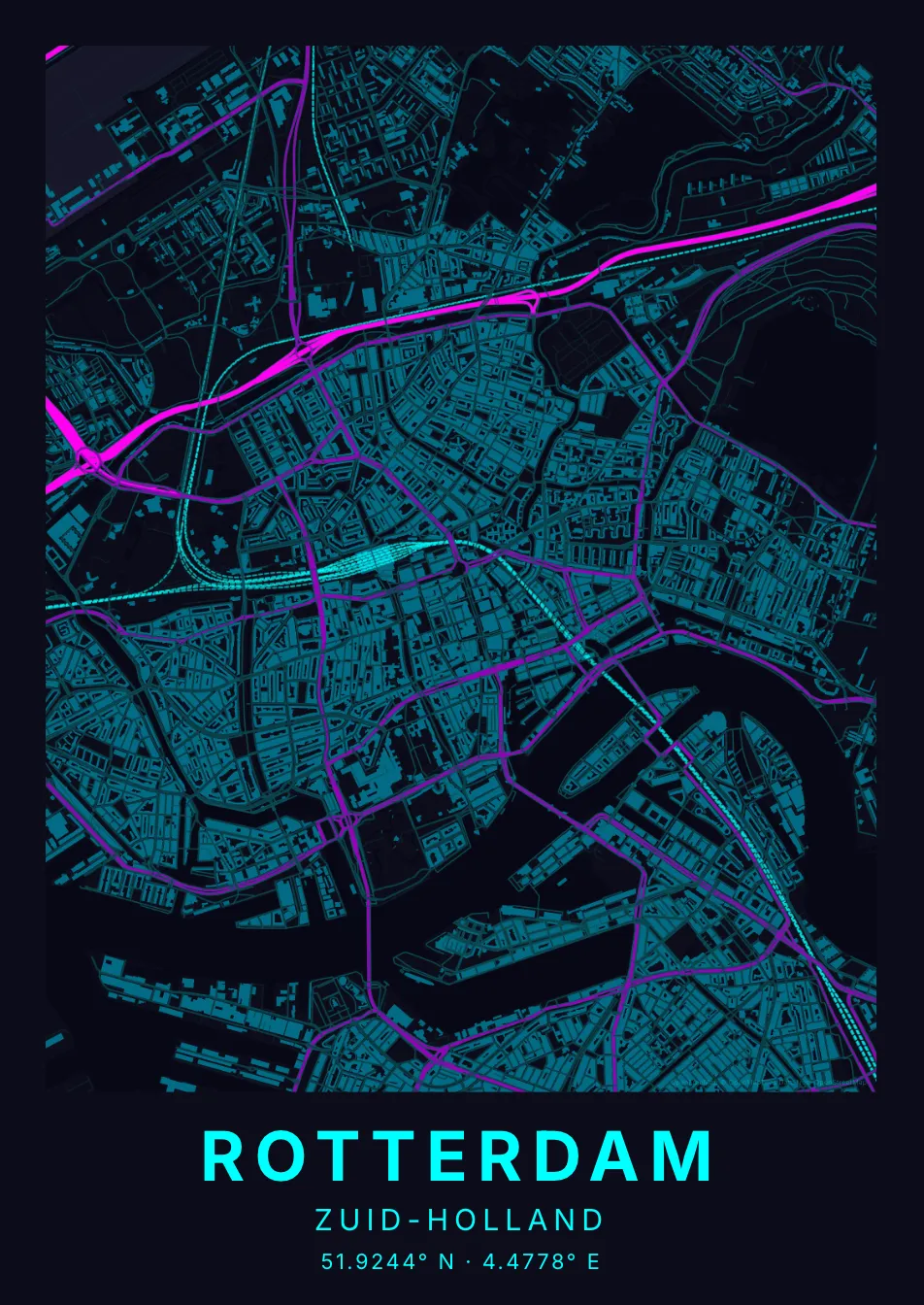 Neon staande poster stijl