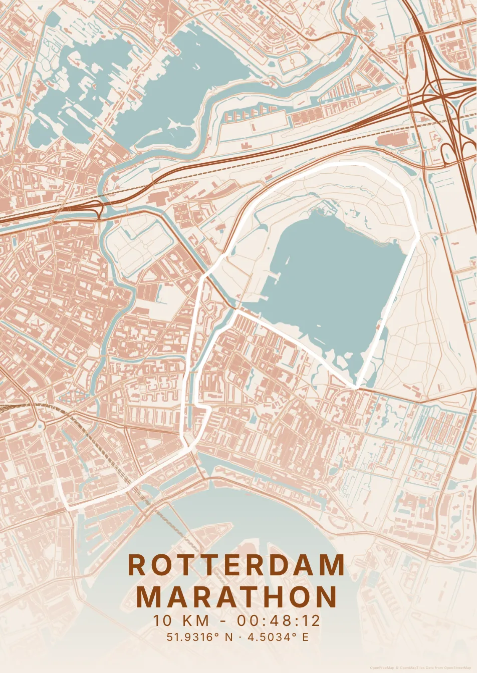 Kaartposter Rotterdam in Klei stijl