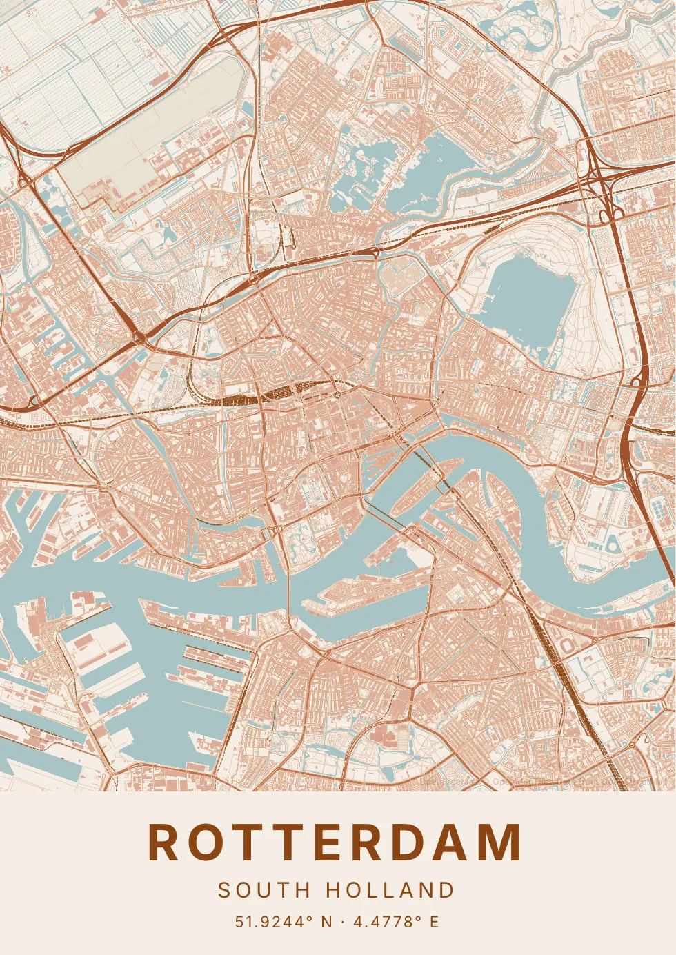 Kaartposter van Rotterdam
