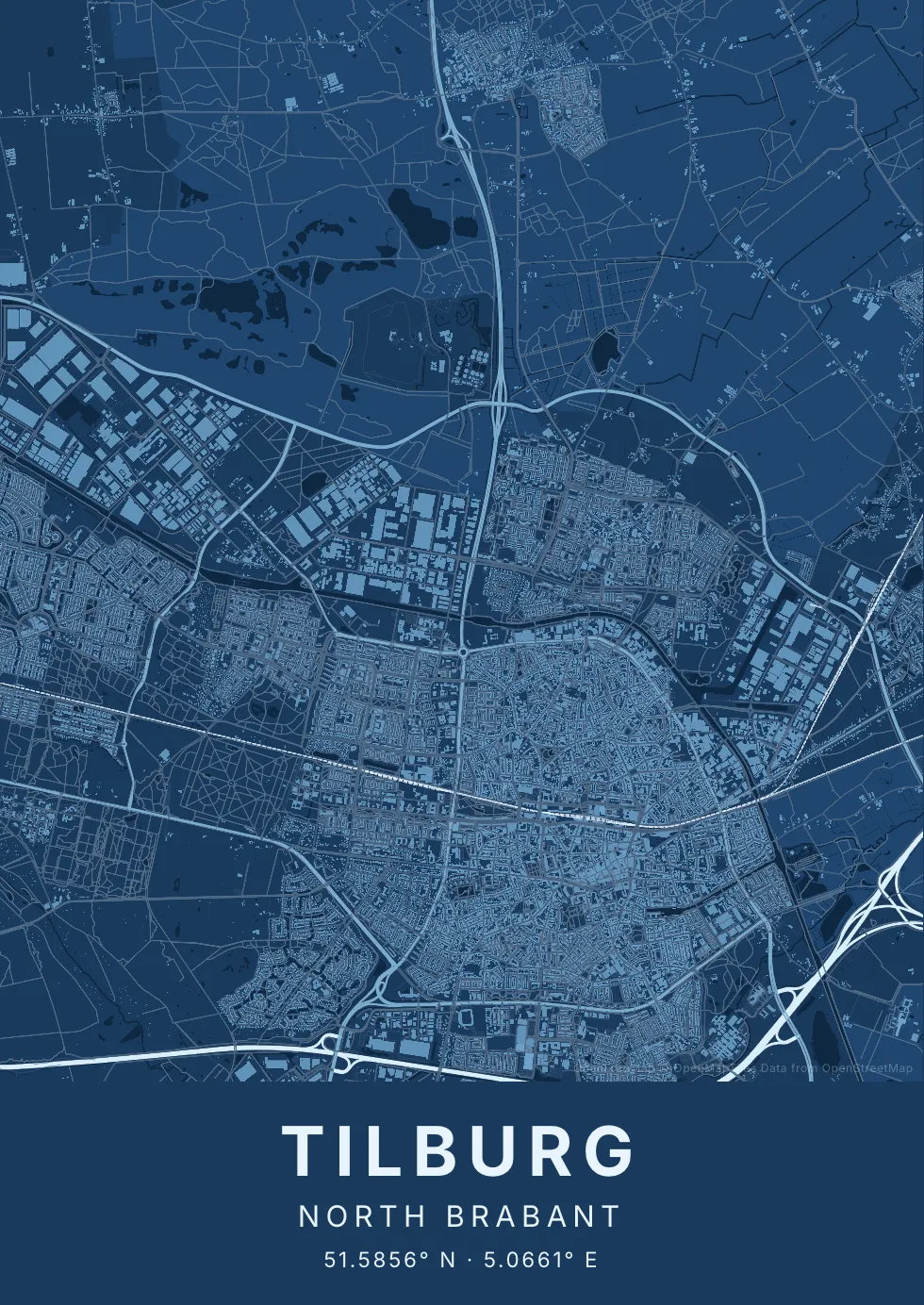 Tilburg in Blauwdruk stijl